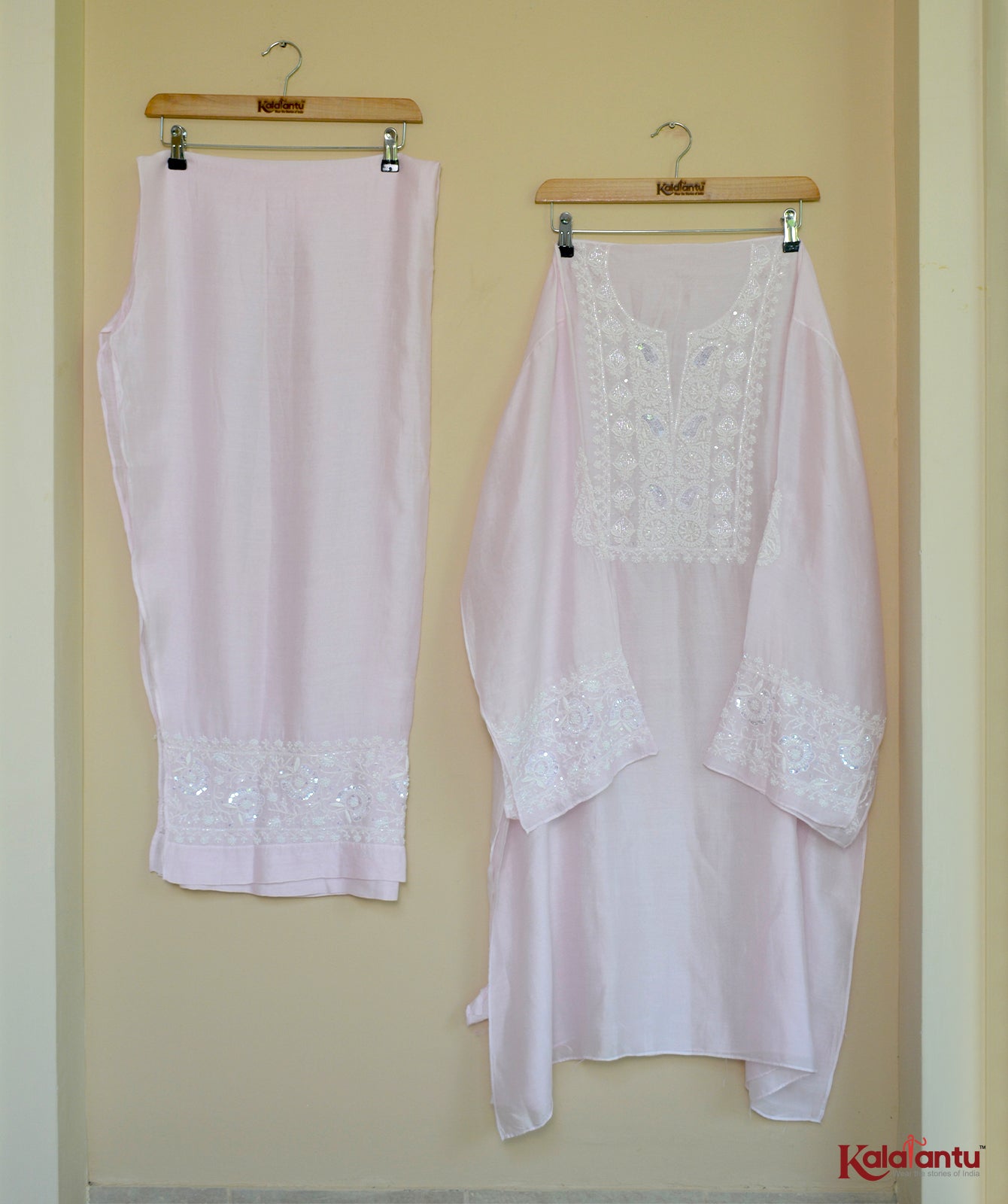 Pastel Pink Soft Silk Semi Stitched Co-ord Set