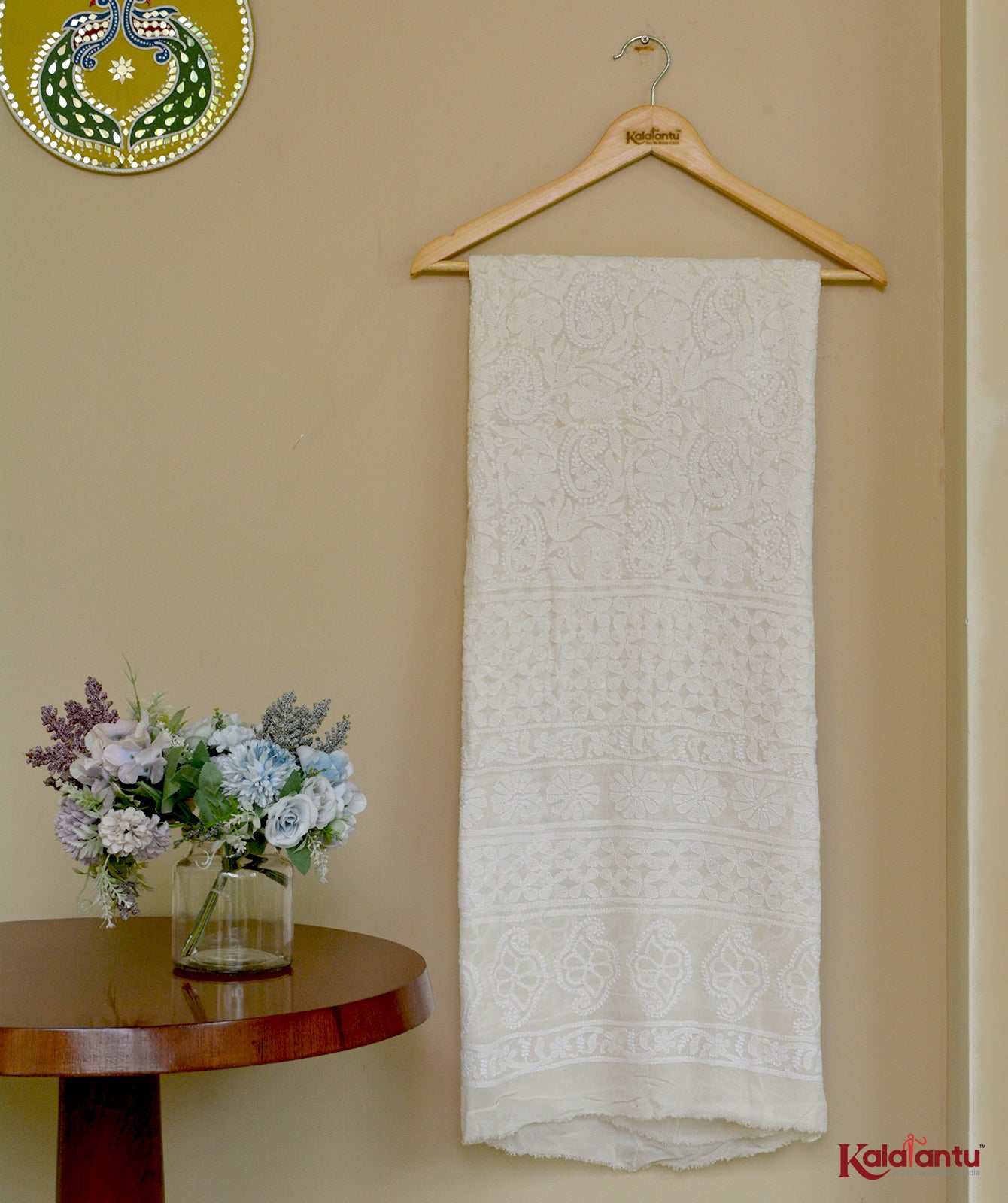Milky White Pure Georgette Chikankari Dupatta