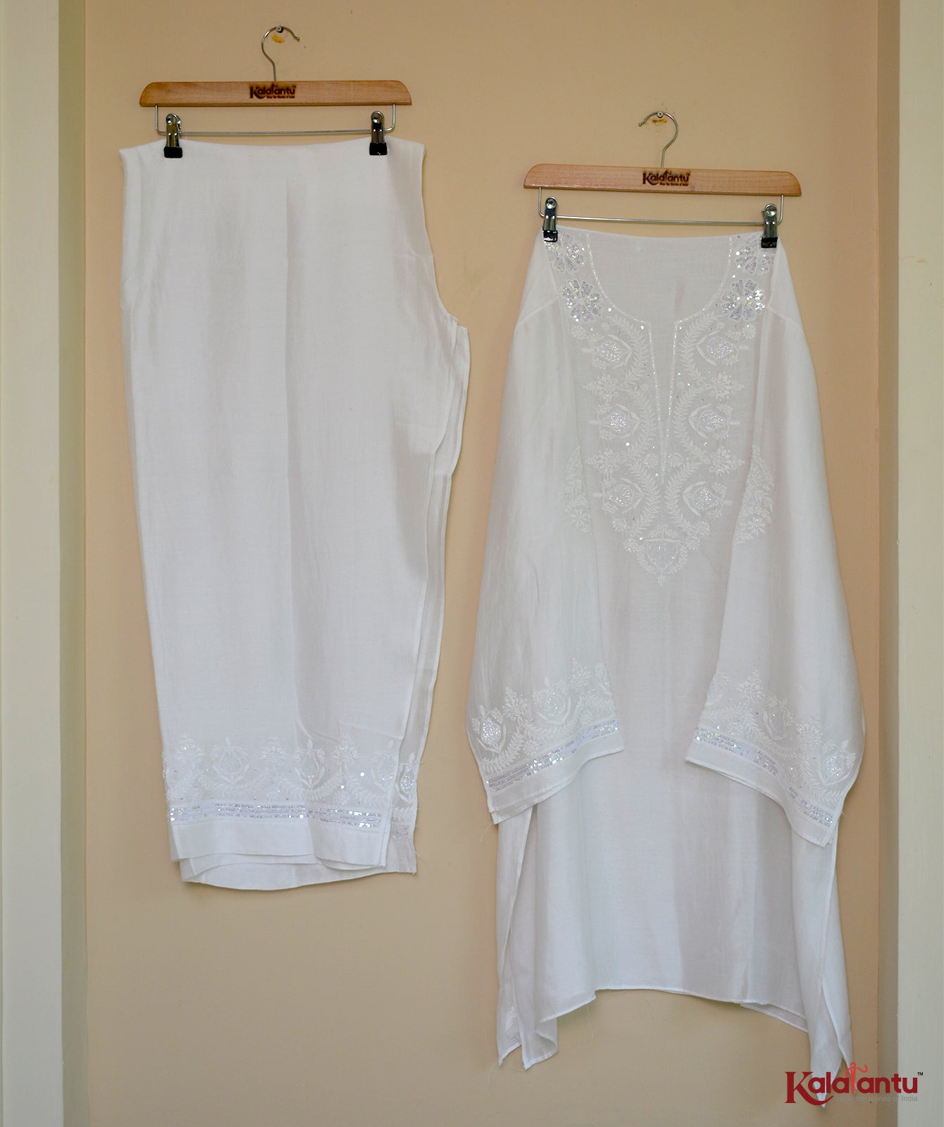 Off White Soft Silk Semi Stitched Co-ord Set