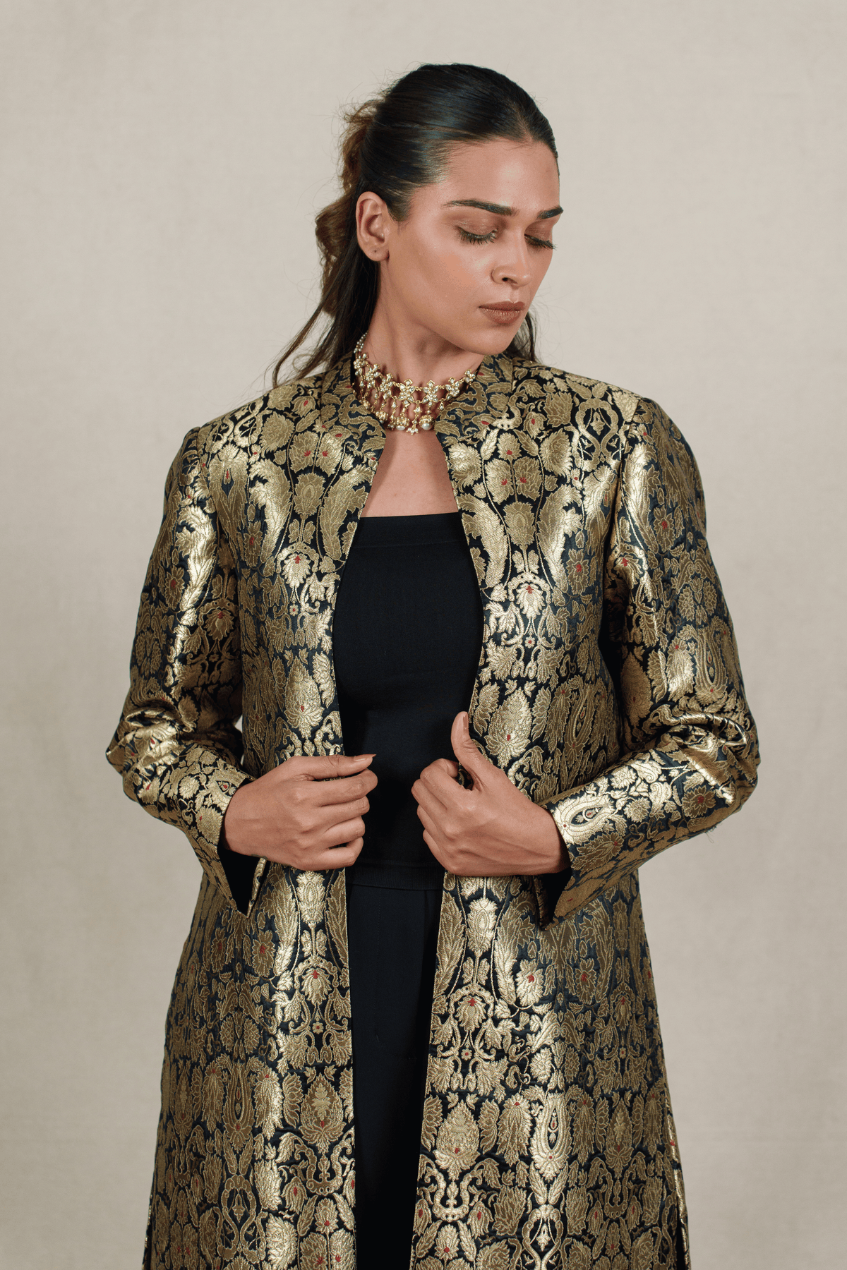 Classic Black Brocade Silk Banarasi Jacket