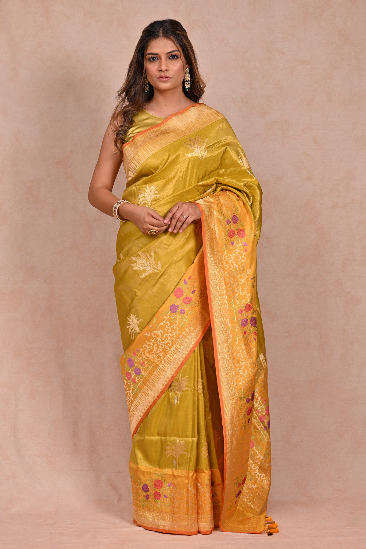 Light Mustard Tissue Silk Banarasi Saree