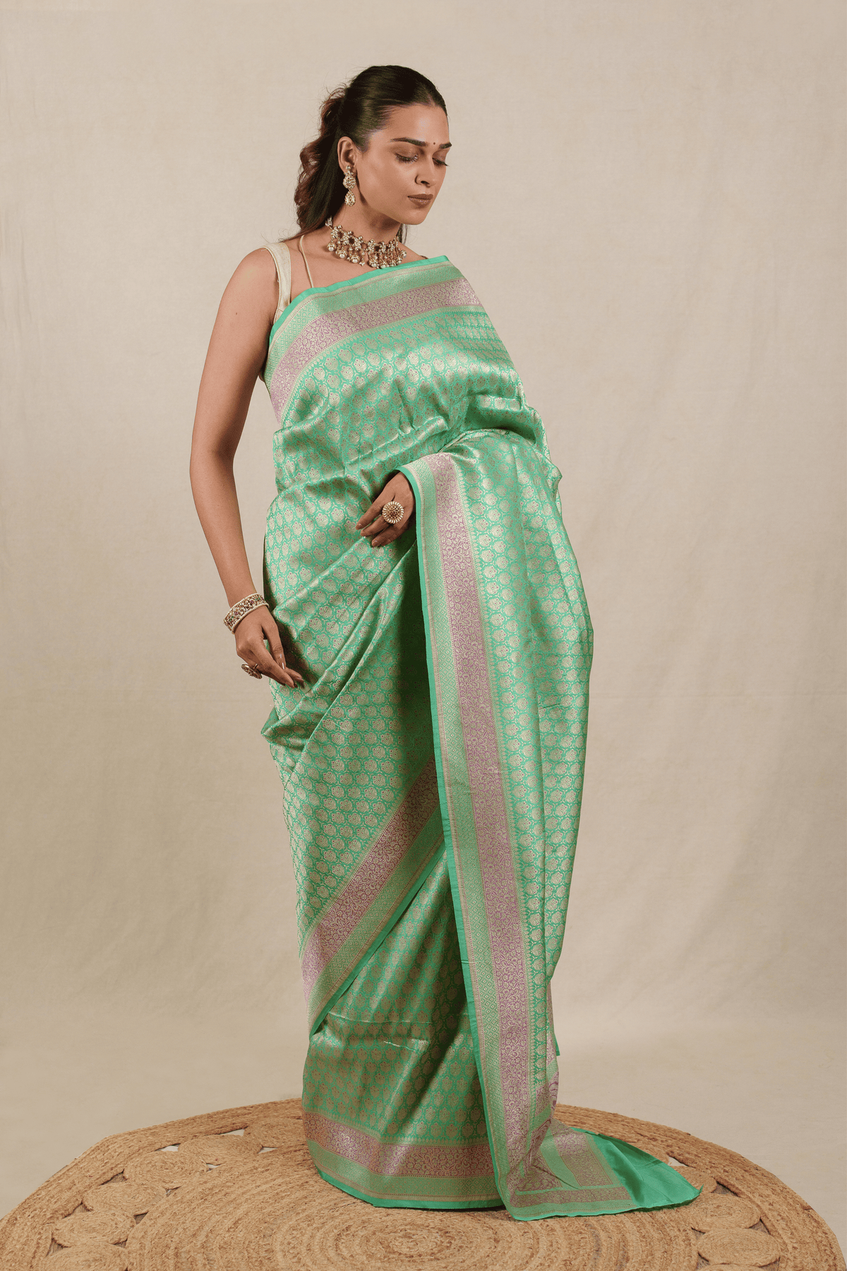 Breezy Green Katan Silk Banarasi Saree