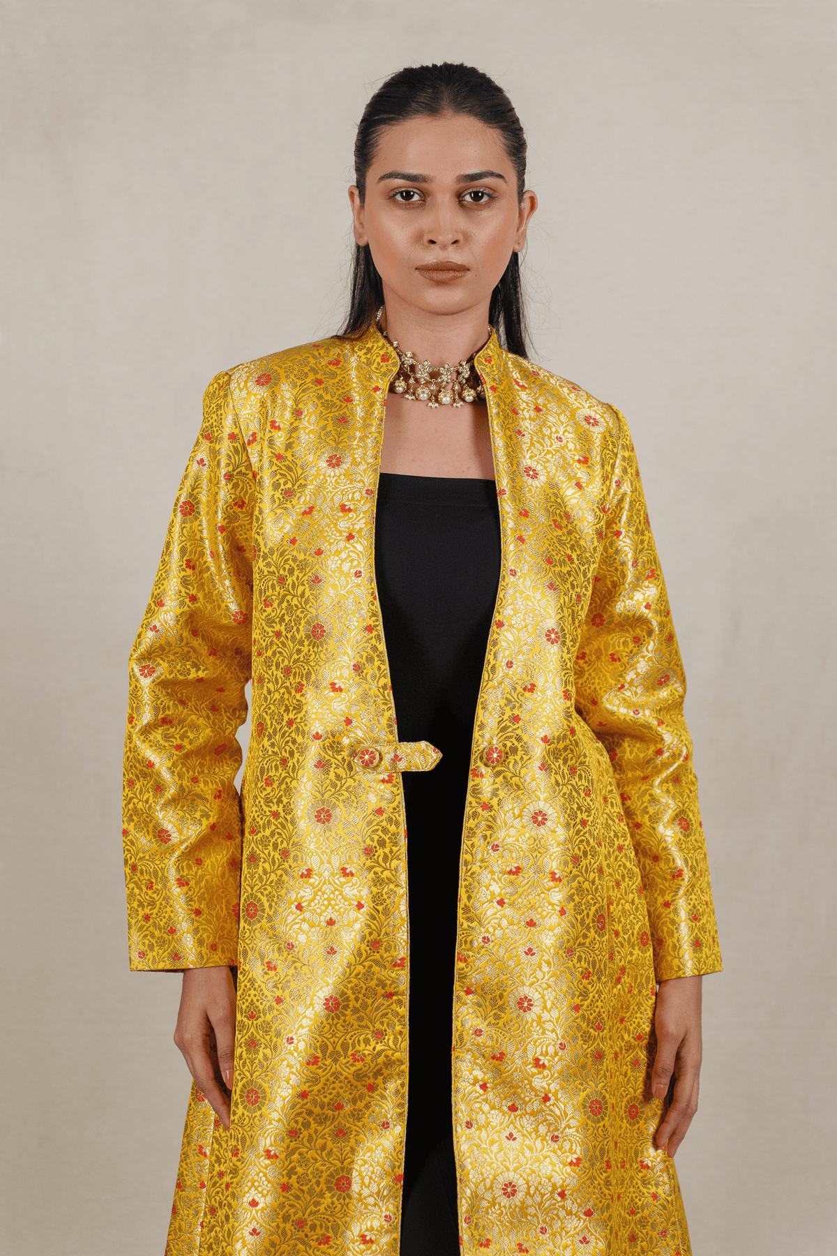 Sunshine Yellow Brocade Silk Banarasi Jacket