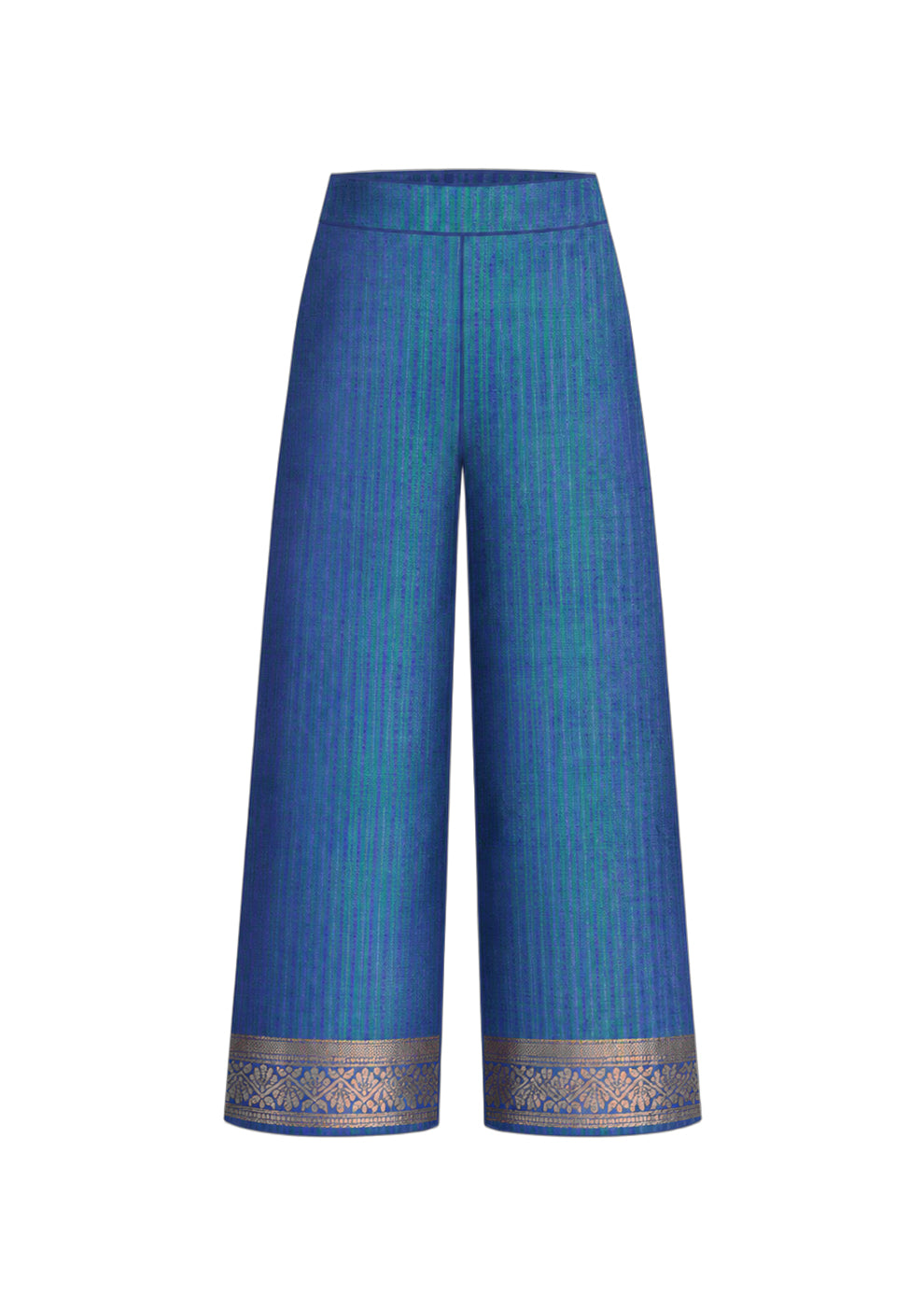 Peacock Blue Raw Dupion Silk Banarasi Suit