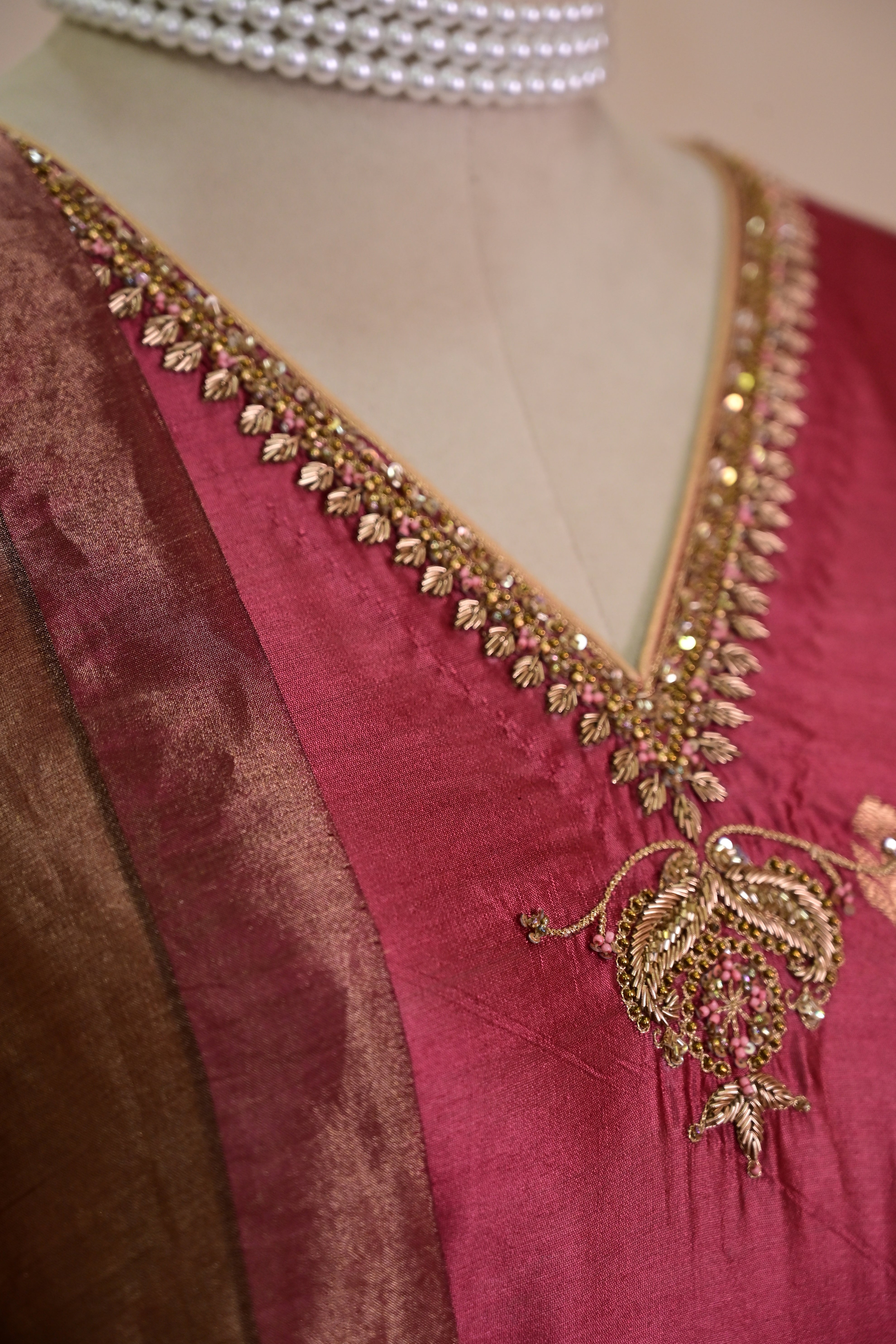 Dusty Rose Mubarakhpur Silk Zardozi Suit