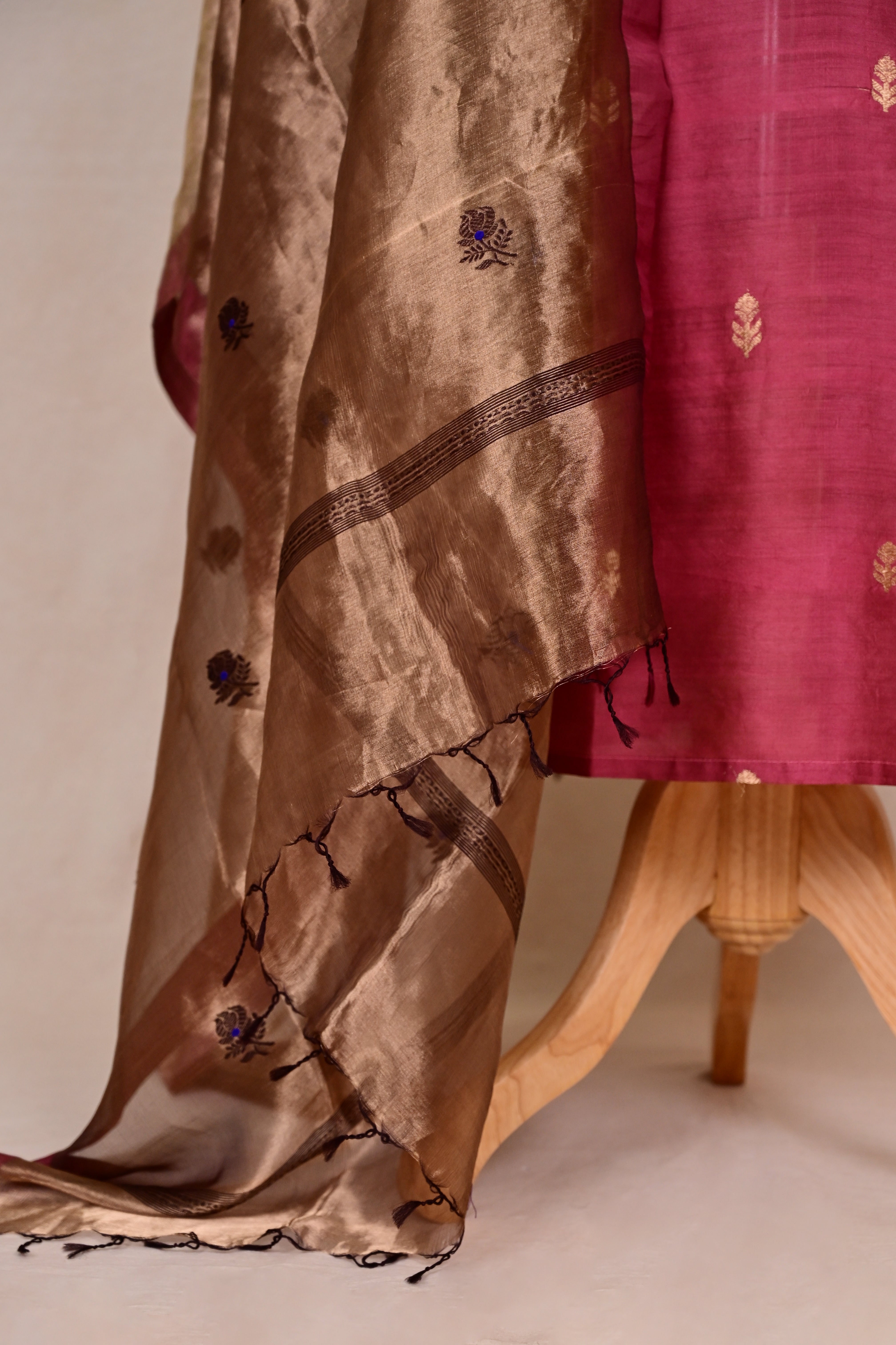 Dusty Rose Mubarakhpur Silk Zardozi Suit