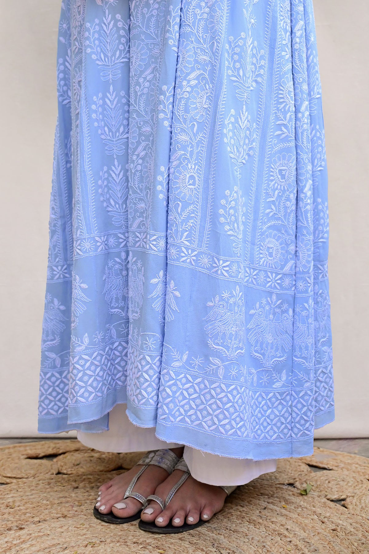 Light Blue Georgette Chikankari Anarkali