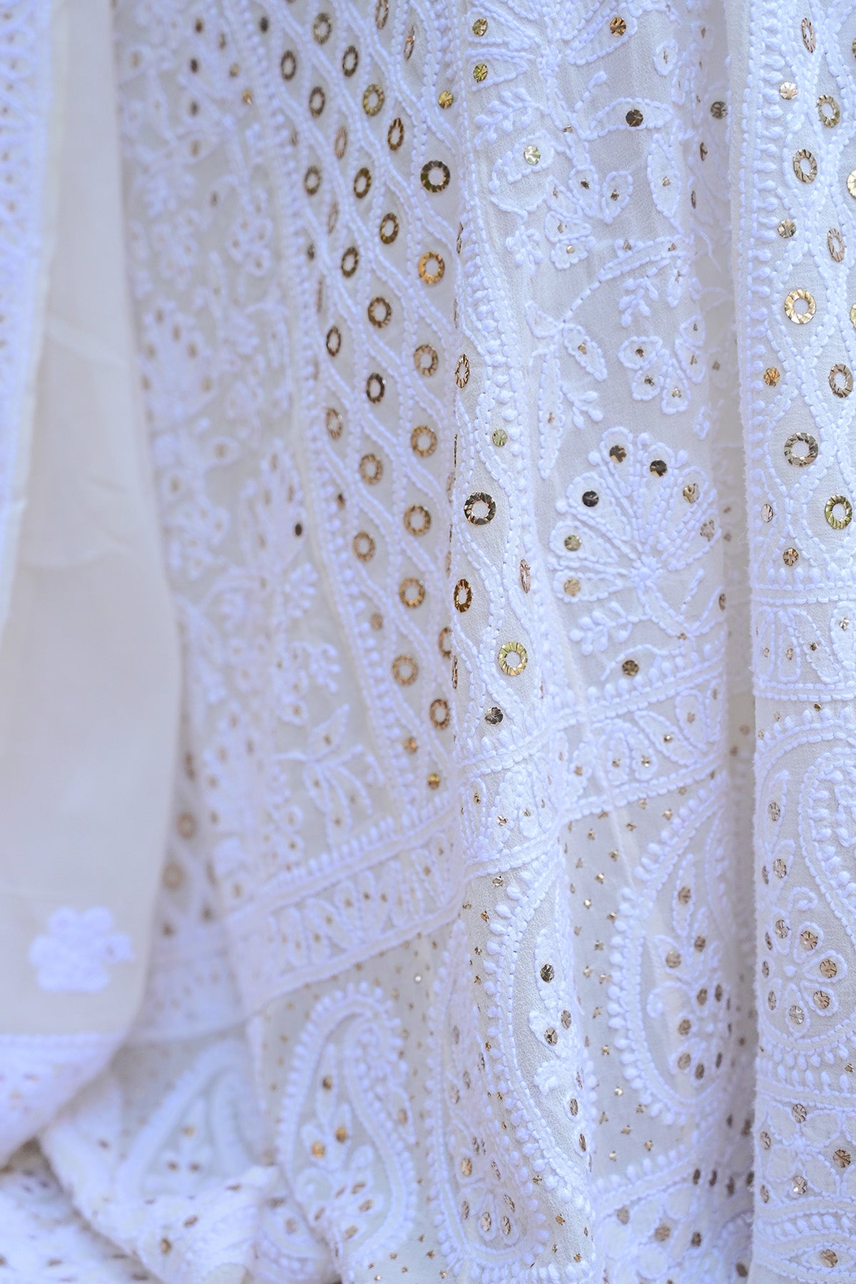 Ivory White Georgette Chikankari Anarkali