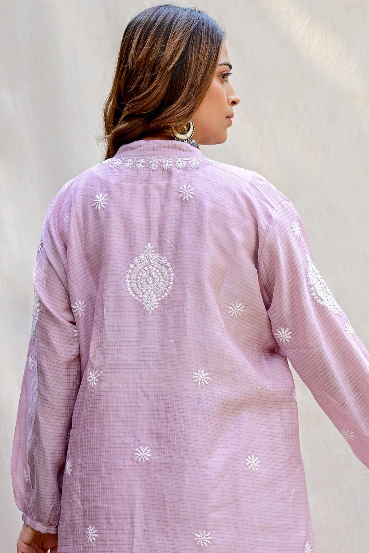 Light Lavender Chanderi Tissue Chikankari Co-ord Set