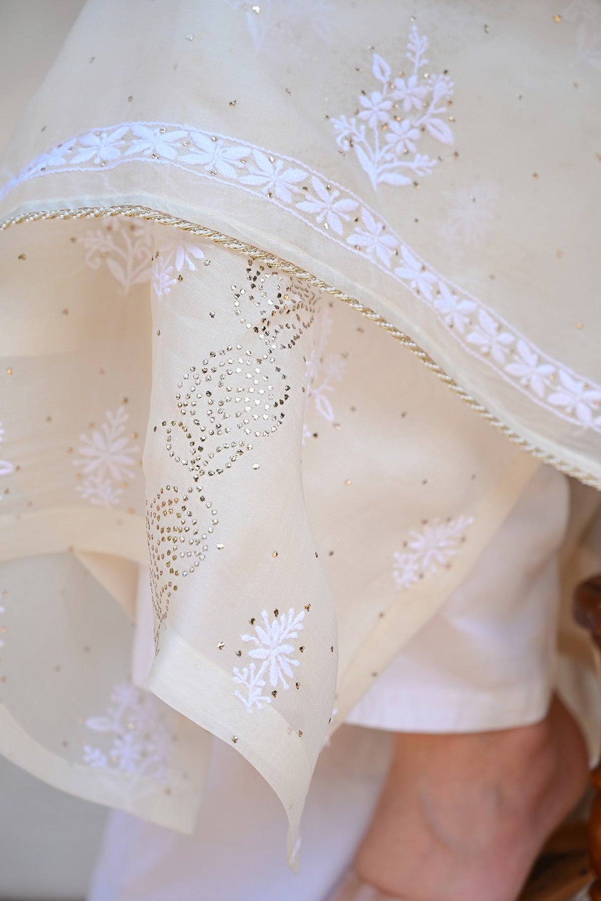 Ivory White Organza Chikankari Suit