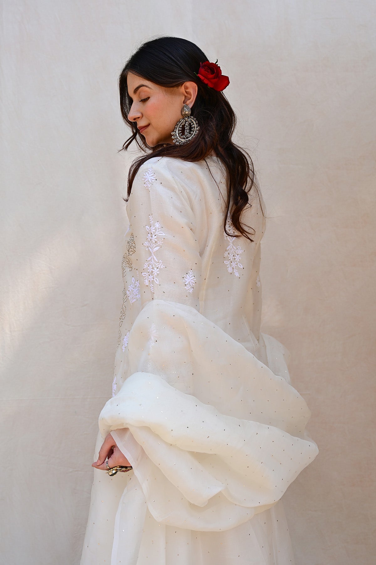 Ivory White Organza Chikankari Suit