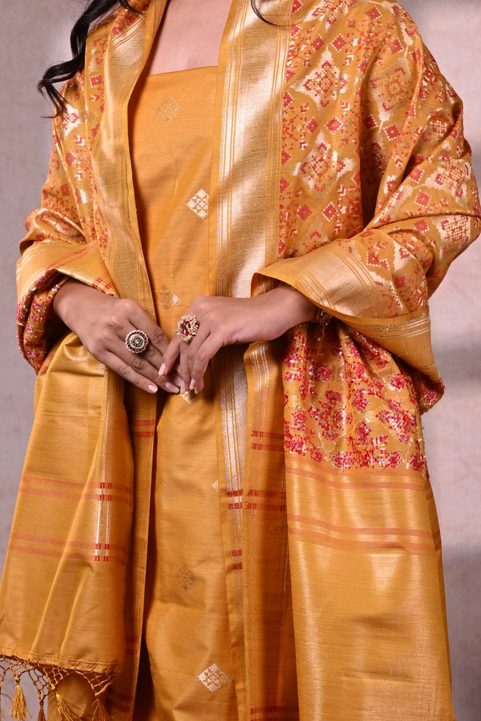 Mustard Yellow Banarasi Dupion Silk Suit