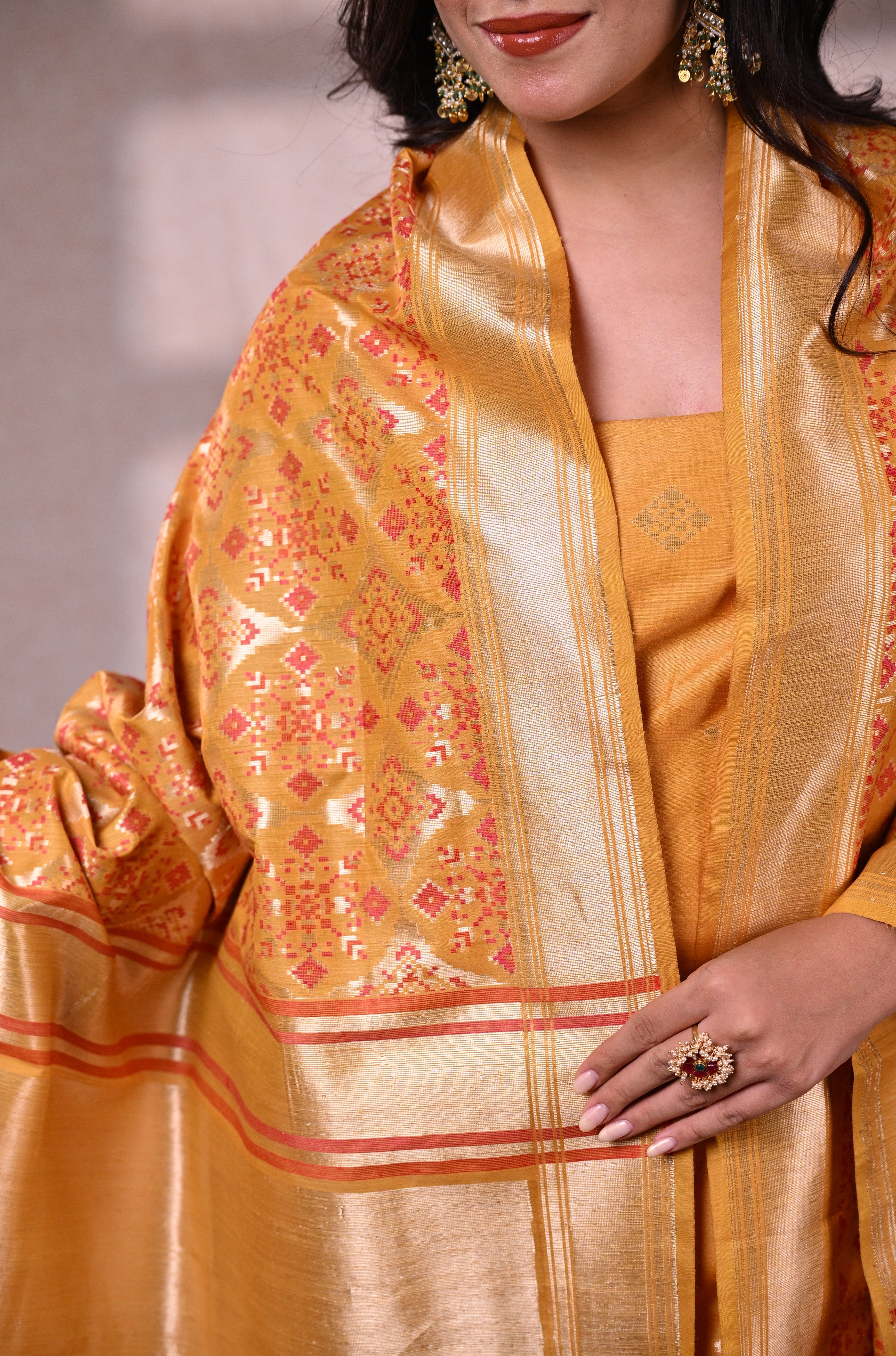 Mustard Yellow Banarasi Dupion Silk Suit
