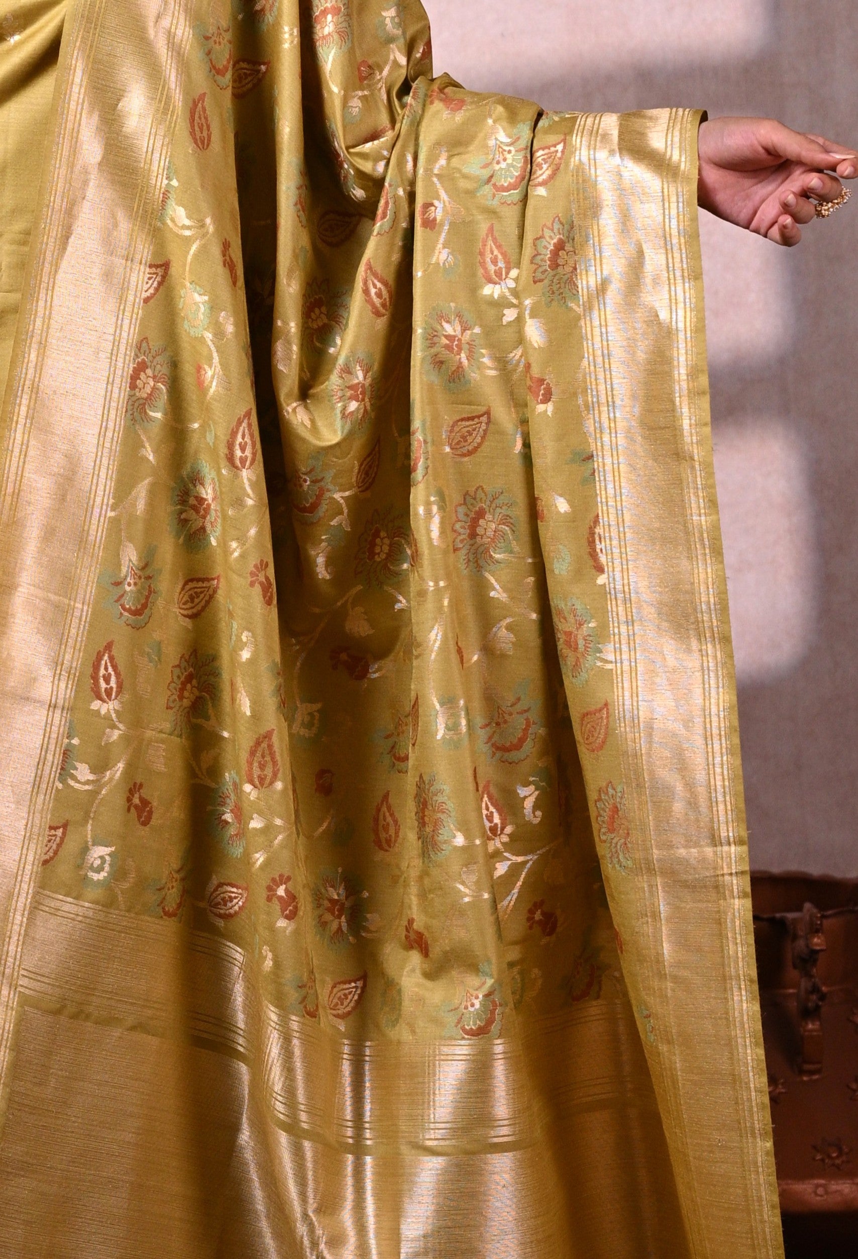 Pistachio Green Banarasi Dupion Silk Suit