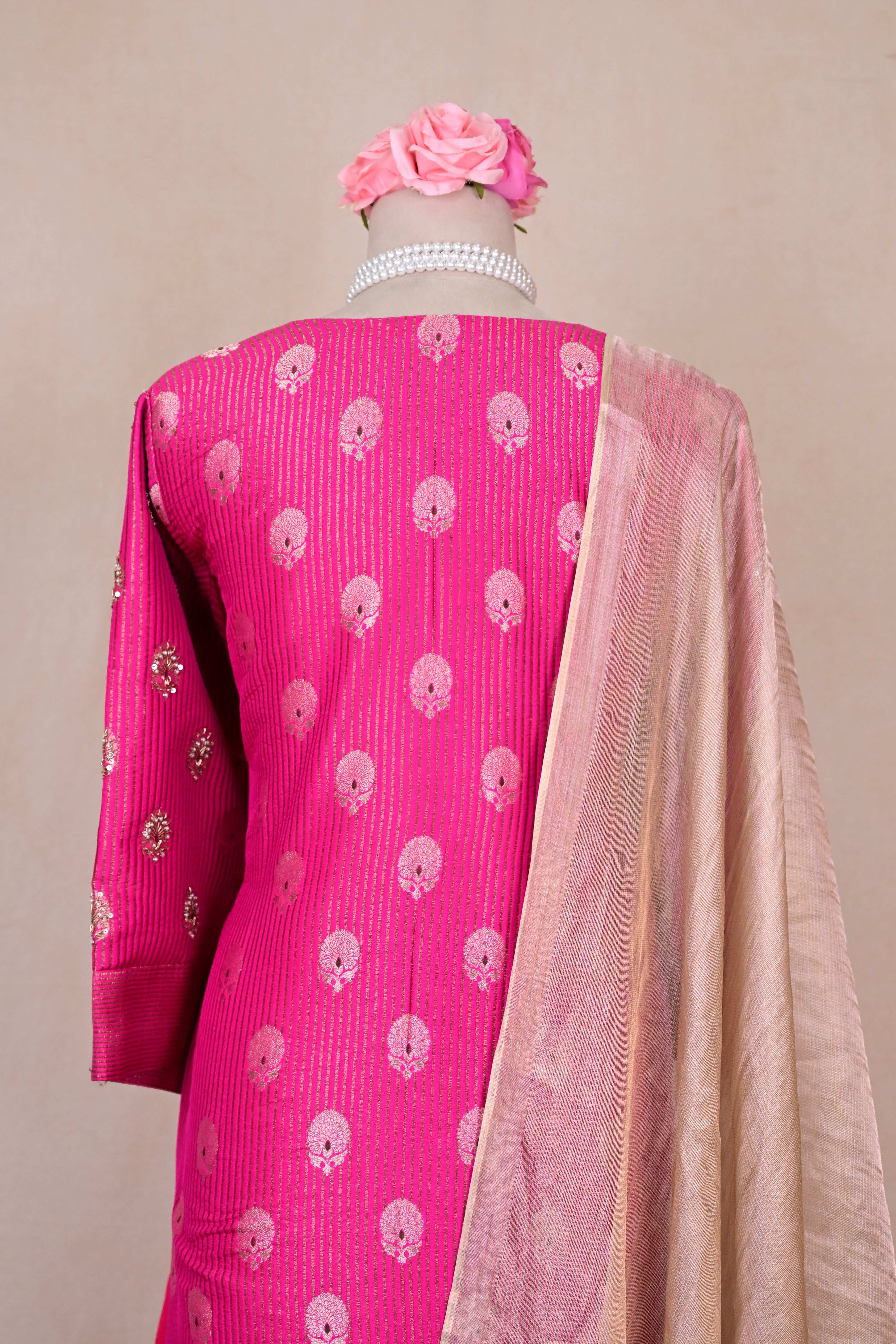 Rani Pink Silk Zardozi Suit