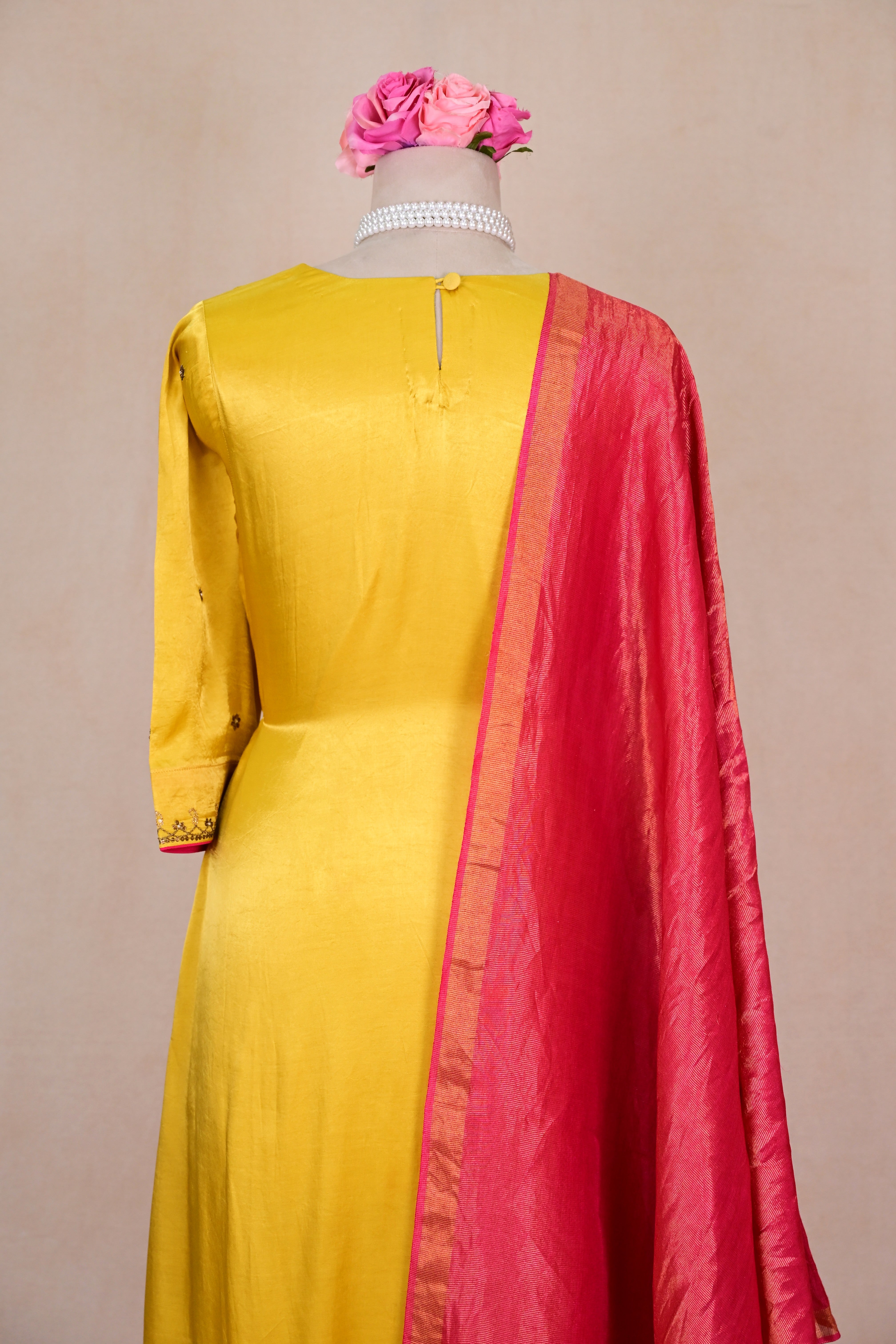 Yellow Gajji Silk Zardozi Suit