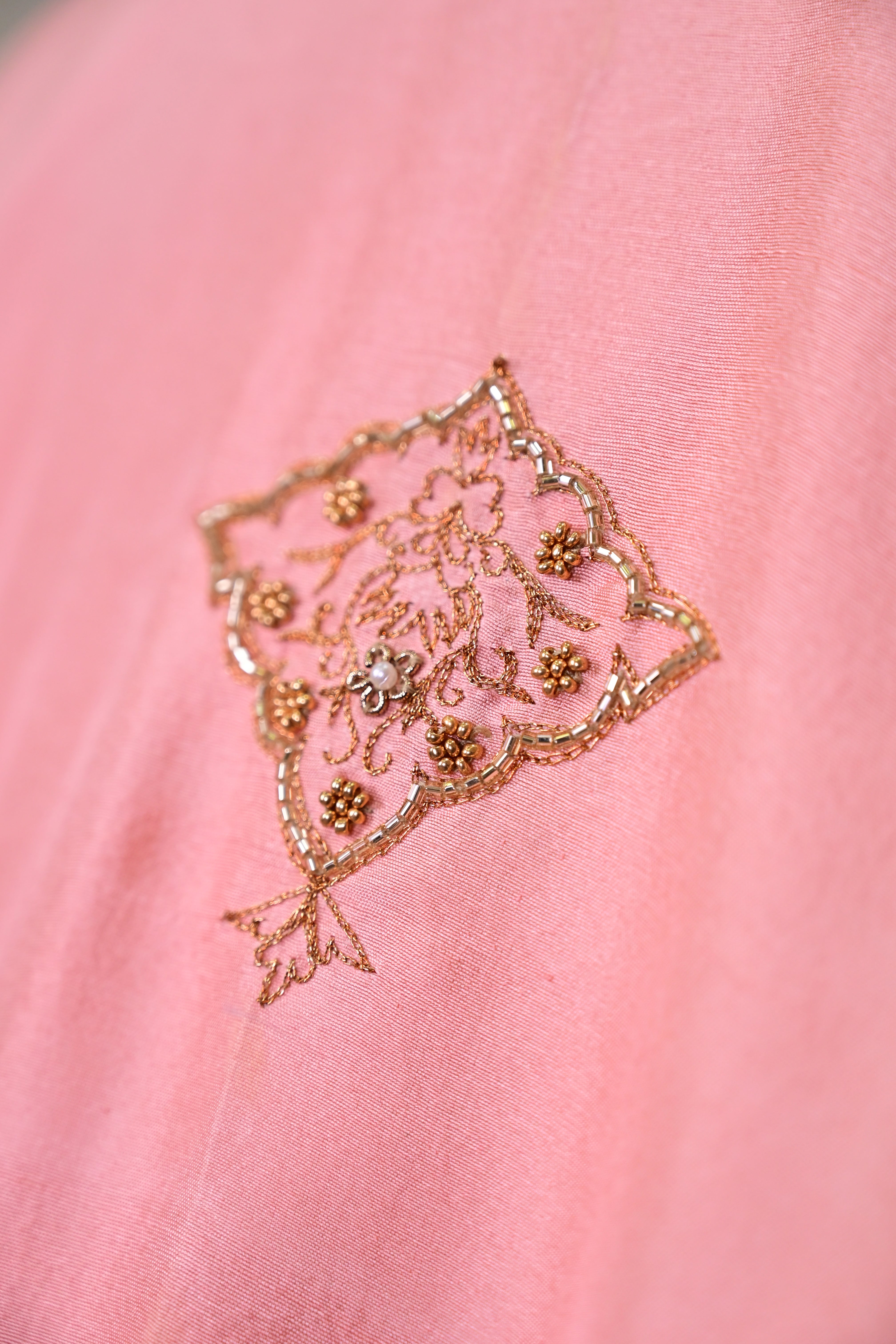 Peach Dupion Silk Kaftan