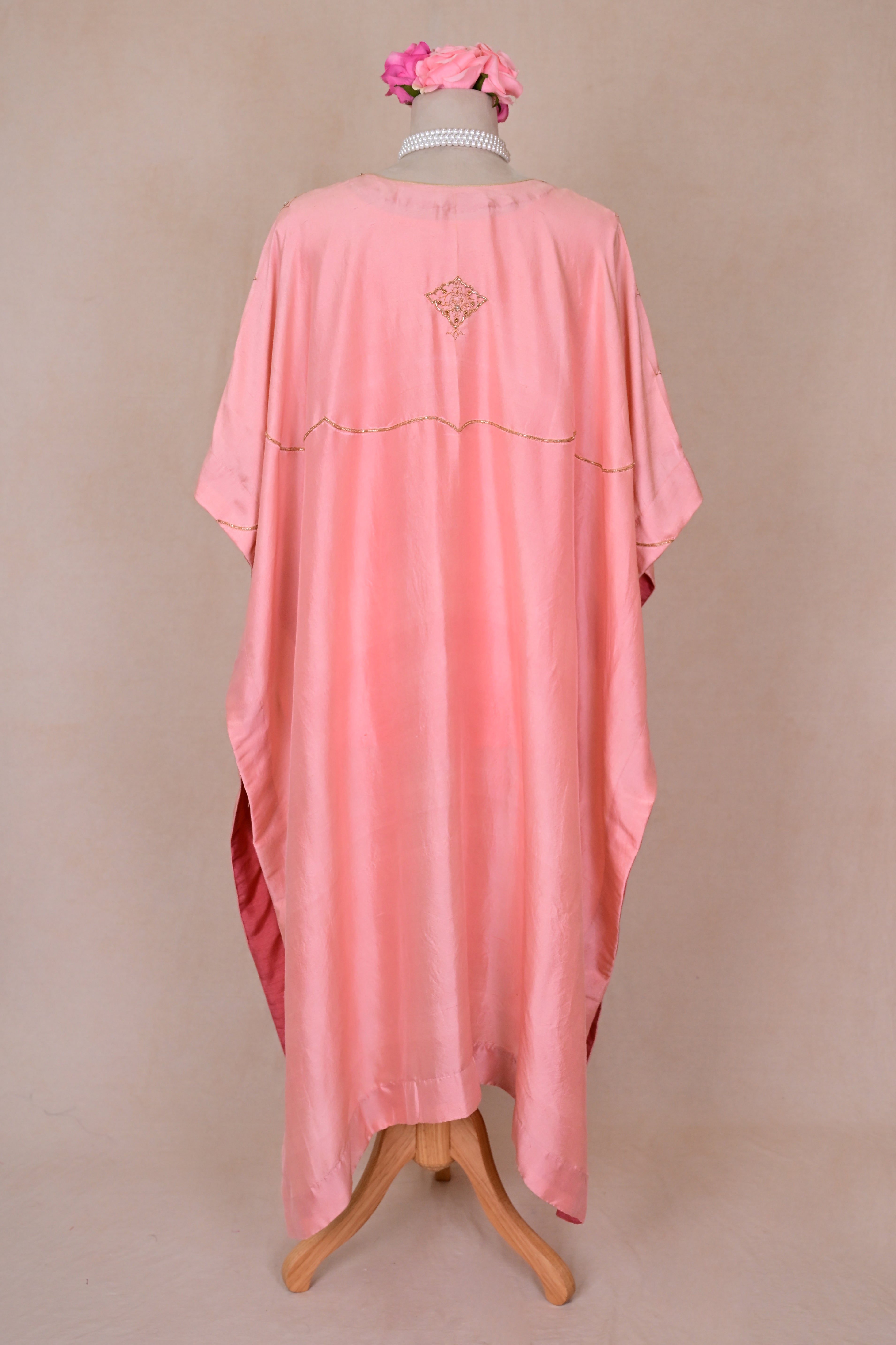 Peach Dupion Silk Kaftan
