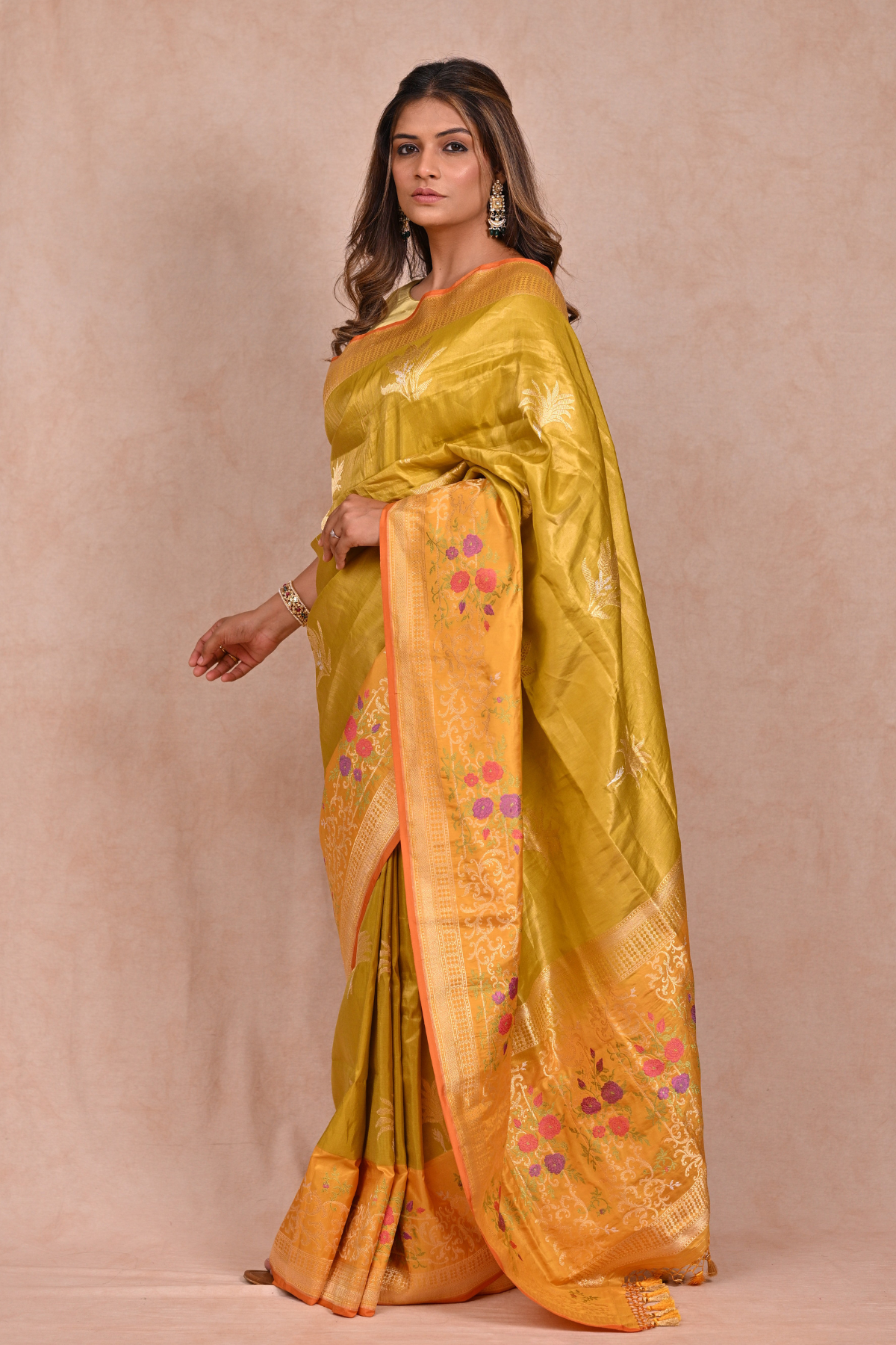 Light Mustard Tissue Silk Banarasi Saree