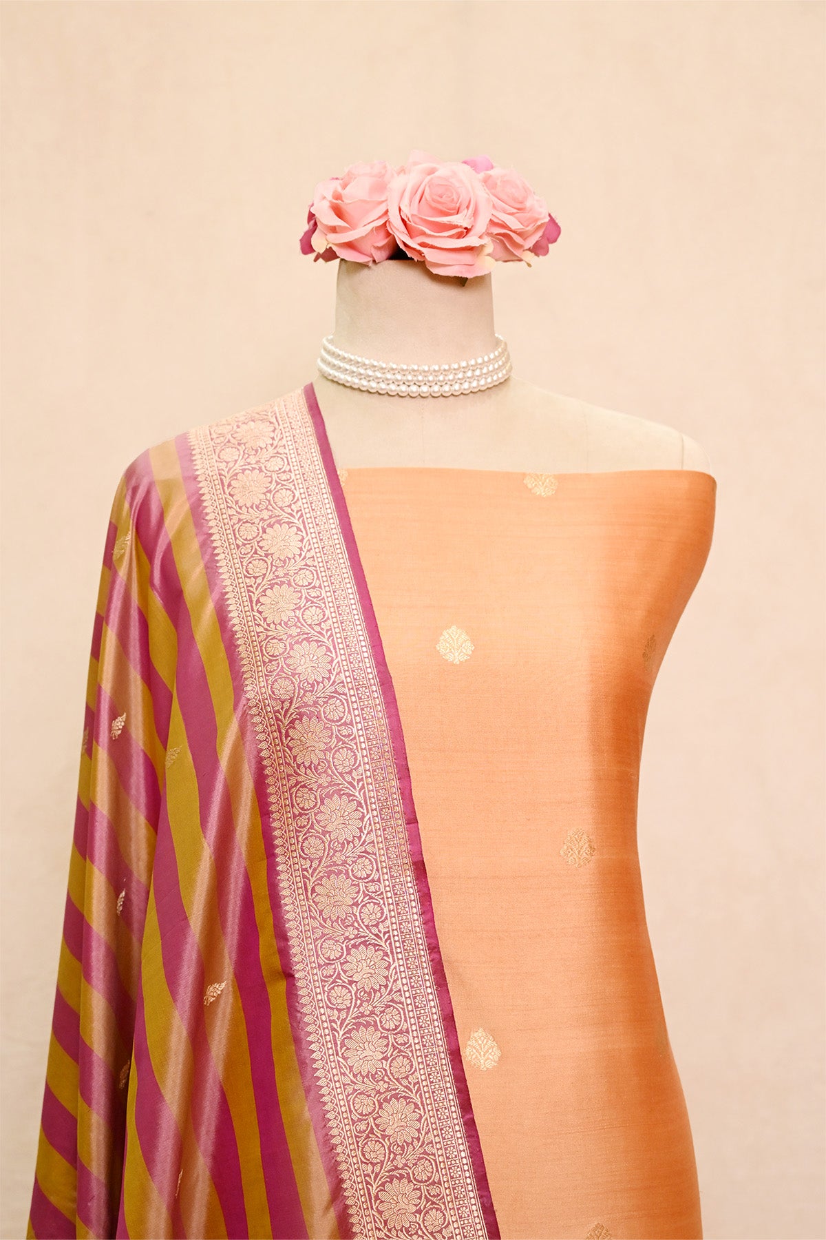 Cantaloupe Chanderi Silk Banarasi Suit