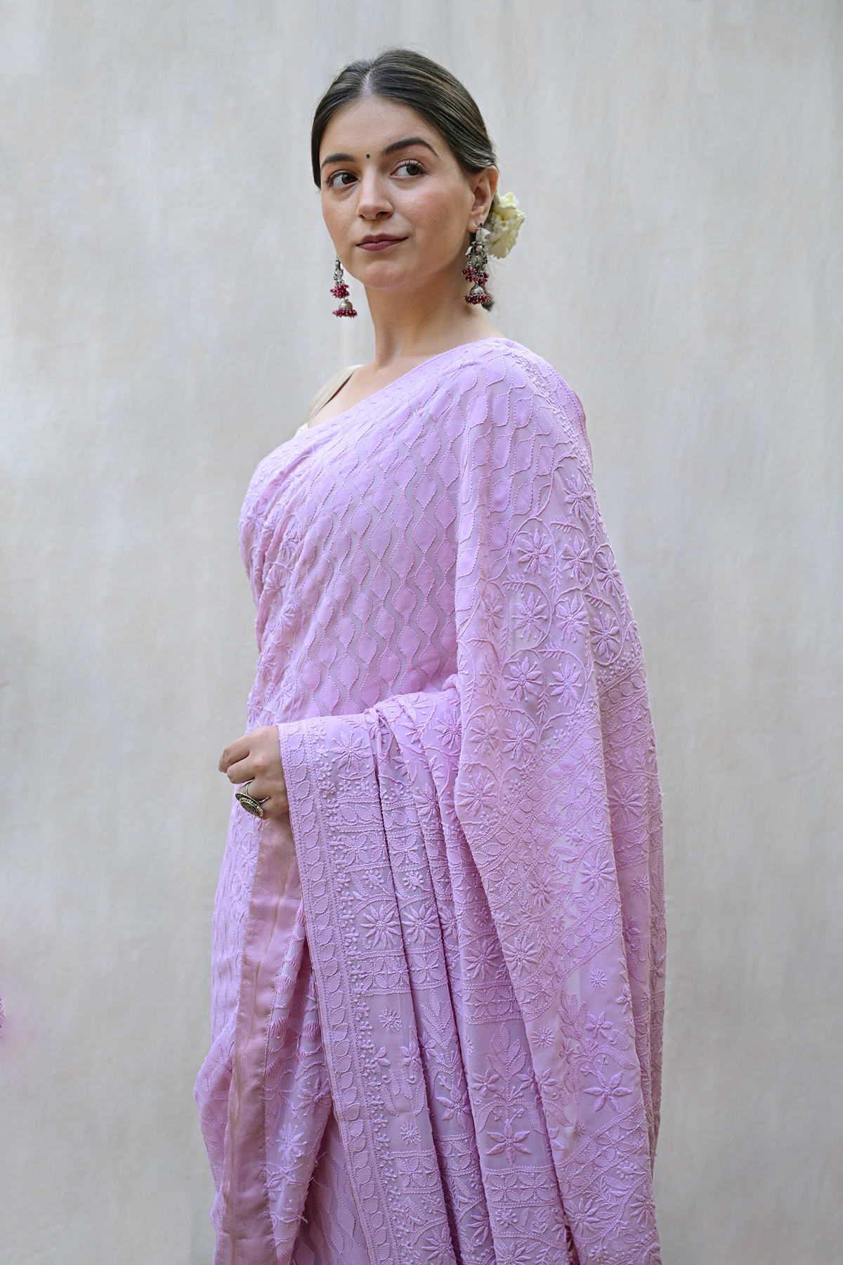 Light Purple Viscose Georgette Saree