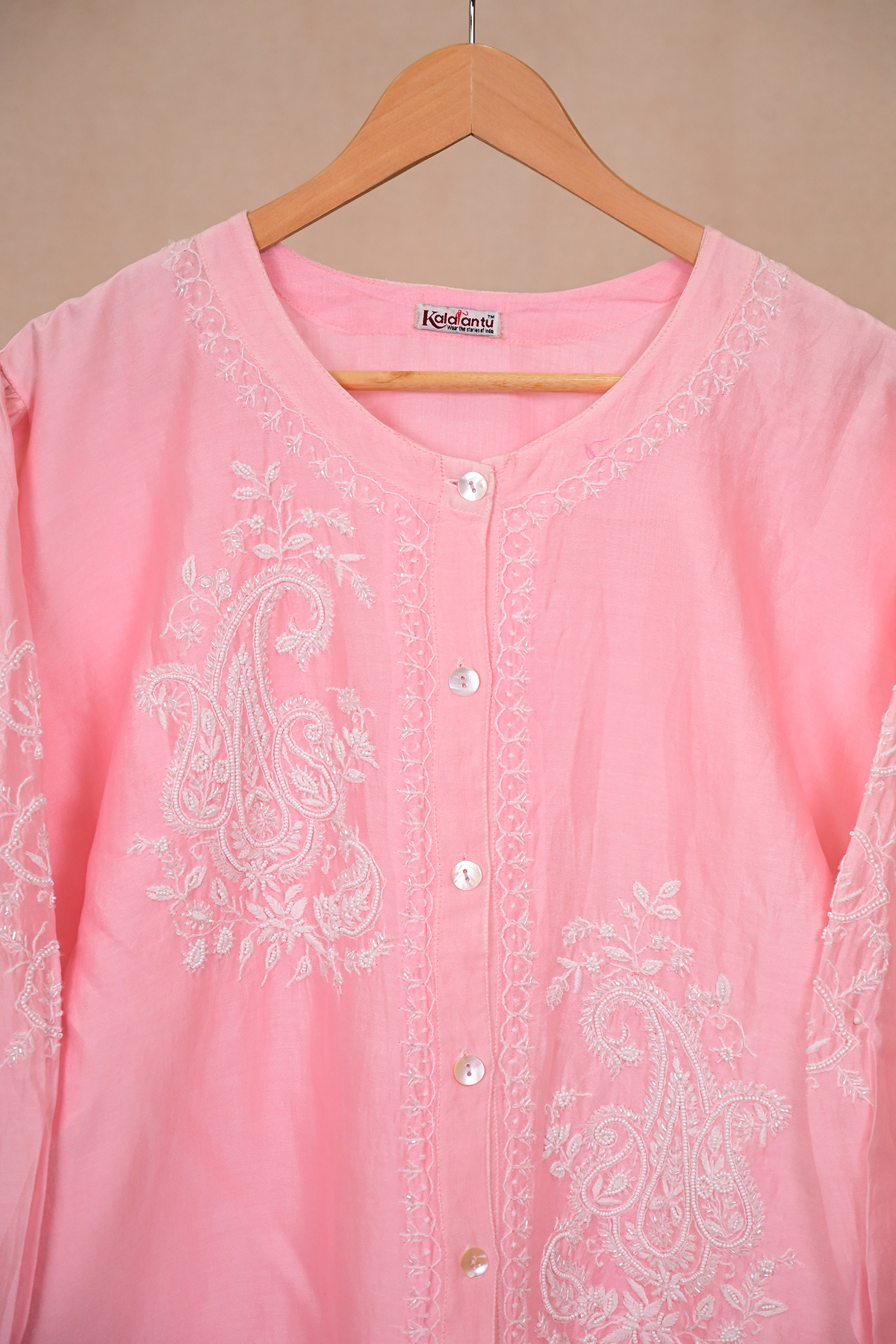 Pink Soft Silk Chikankari Co-ord Set