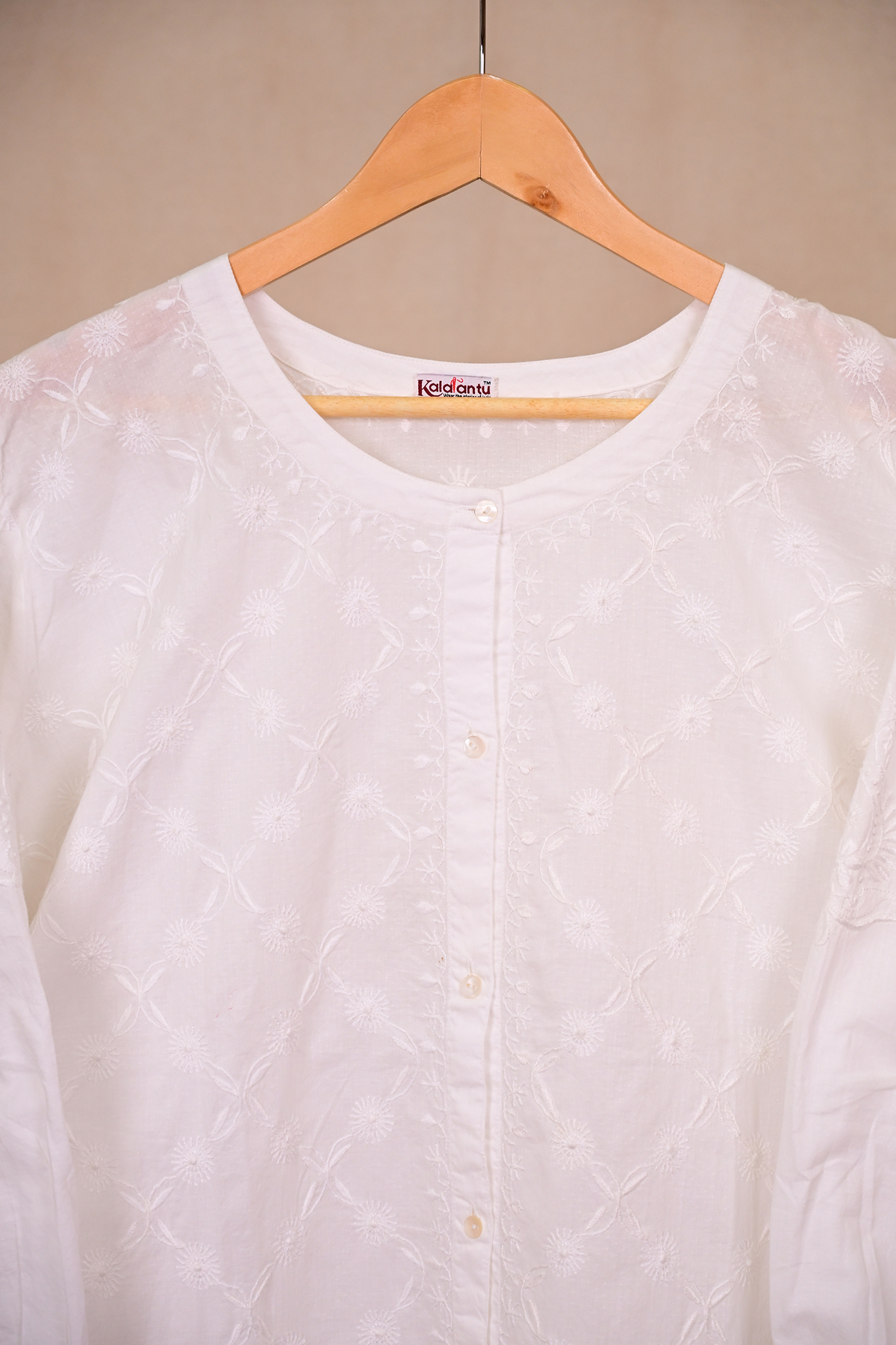 White Dobby Cotton Chikankari Co-ord Set