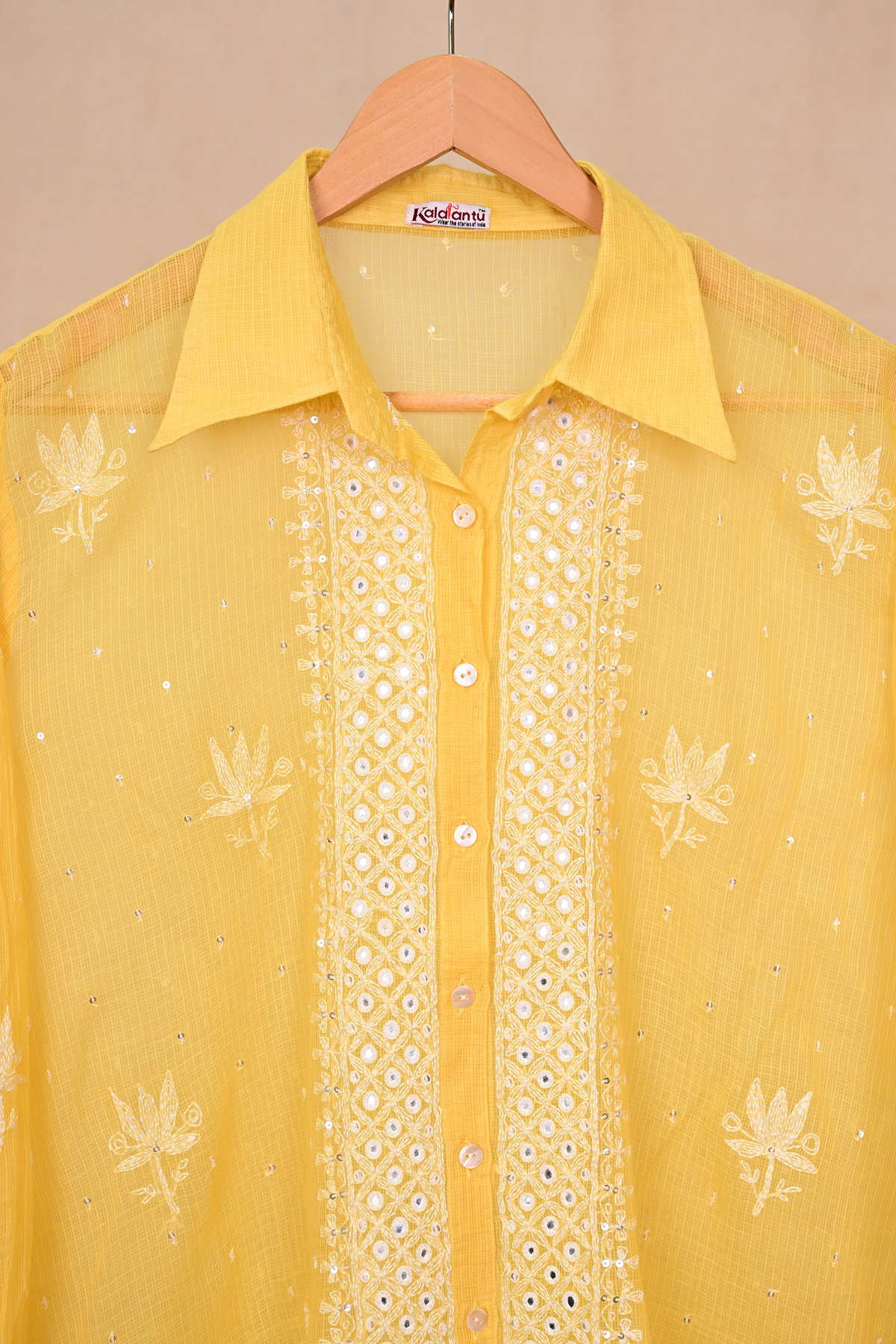 Yellow Kota Cotton Chikankari Co-ord Set
