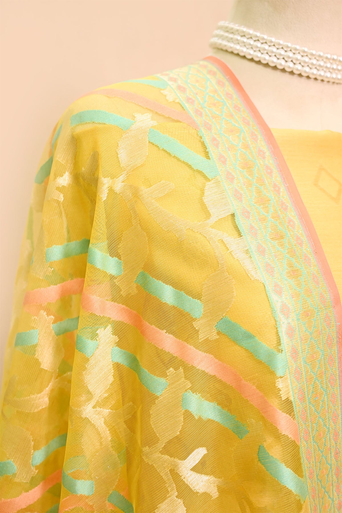 Yellow Dupion Silk Banarasi Suit