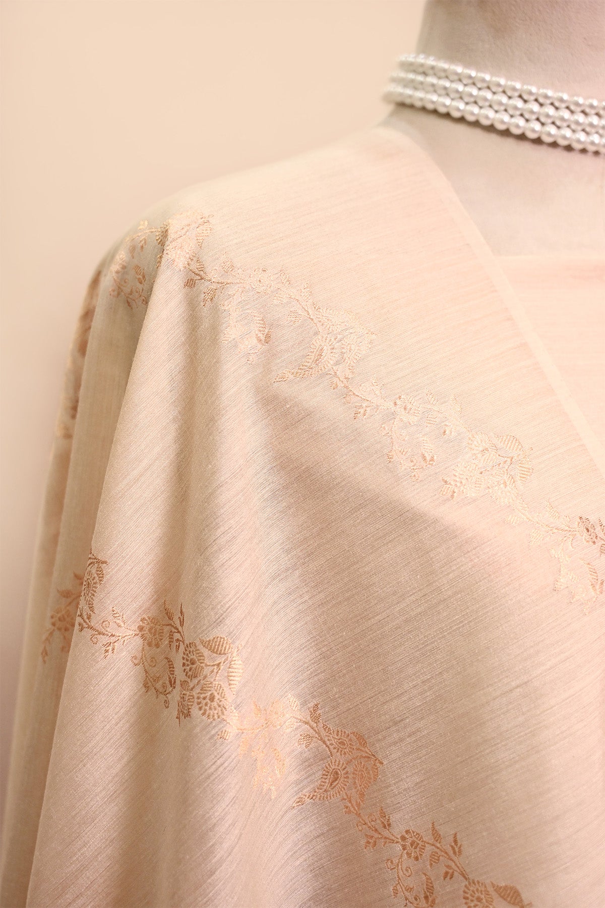 Beige Moonga Silk Banarasi Suit