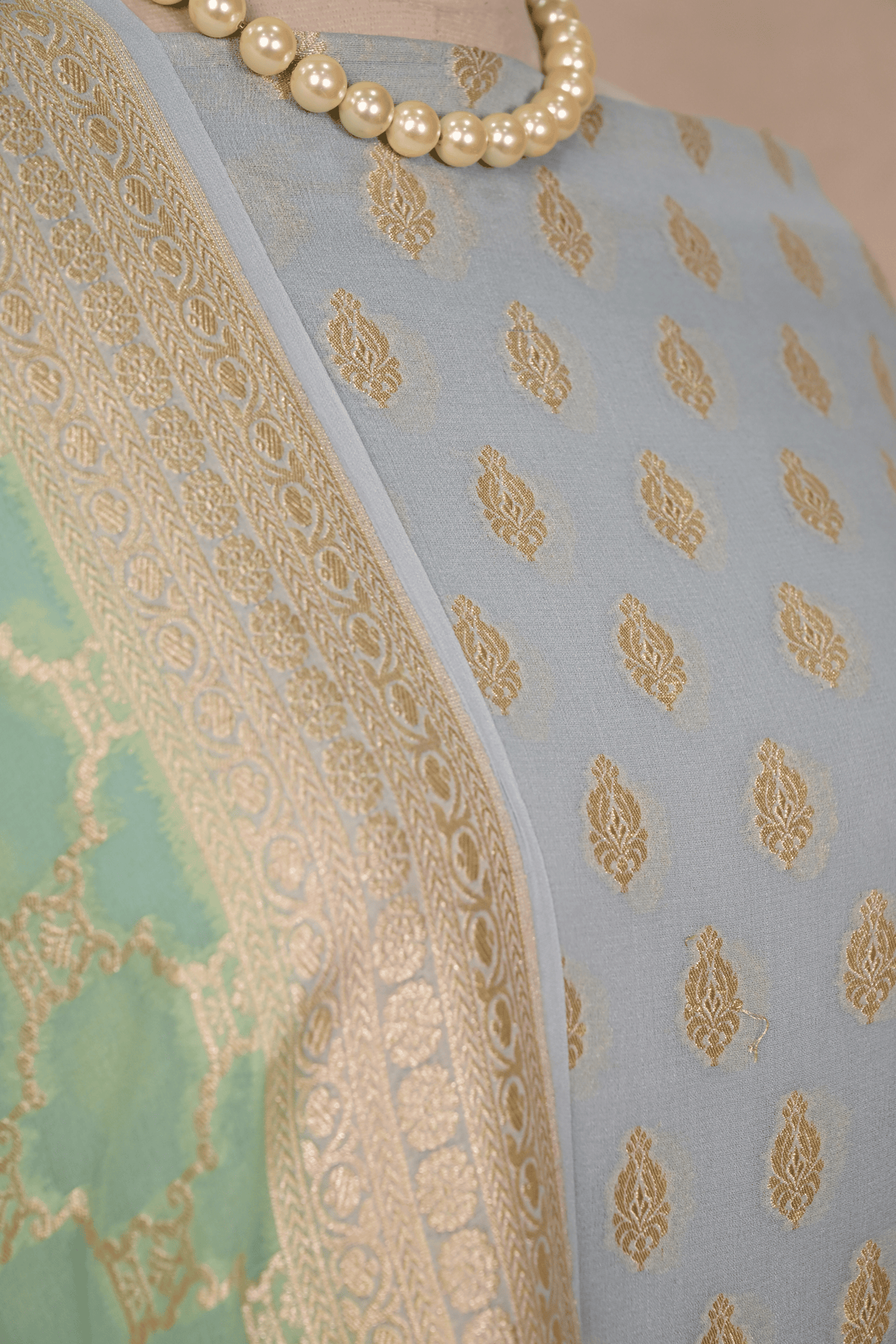 Sea Blue Banarasi Khaddi Georgette Suit