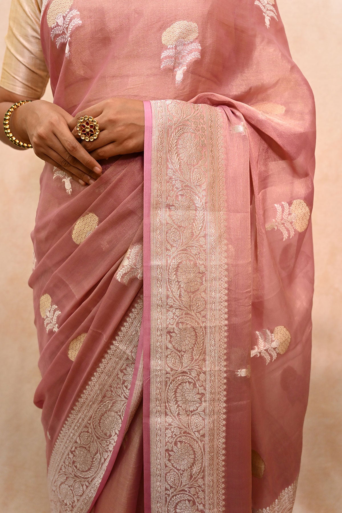Pure Georgette Tissue Banarasi Saree with Alfi Work