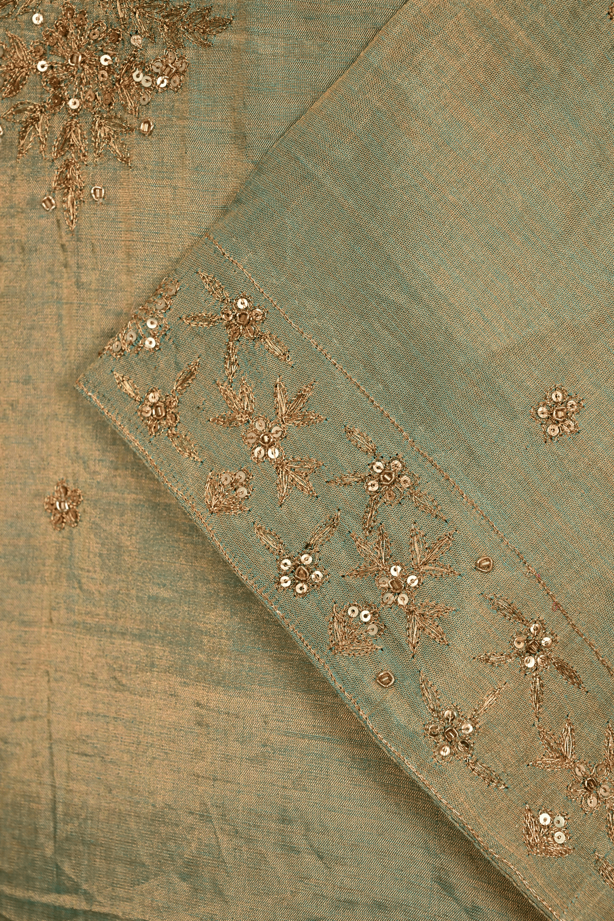 Sea Green Tissue Zardozi Suit