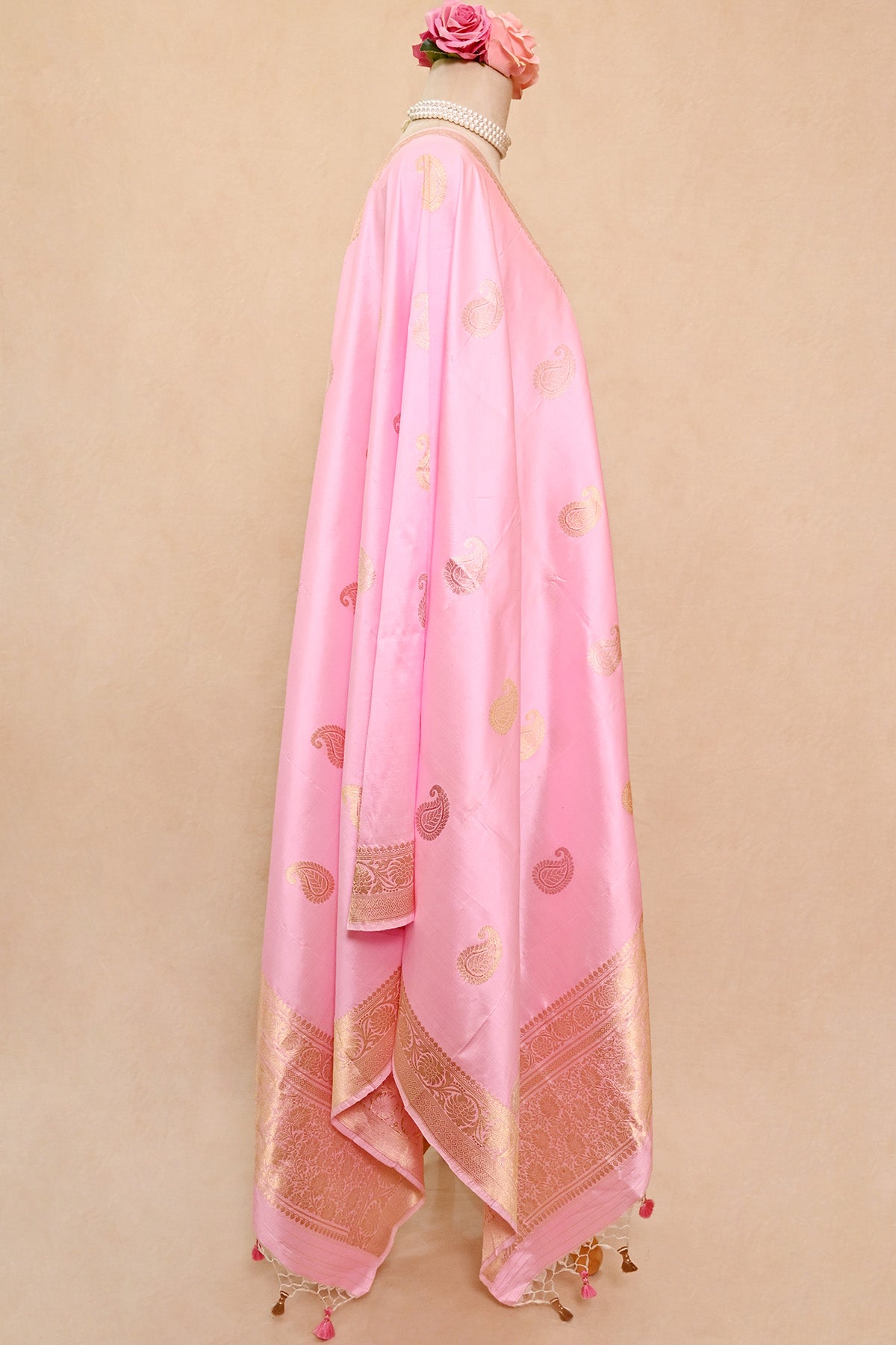 Blush Pink Katan Silk Banarasi Dupatta