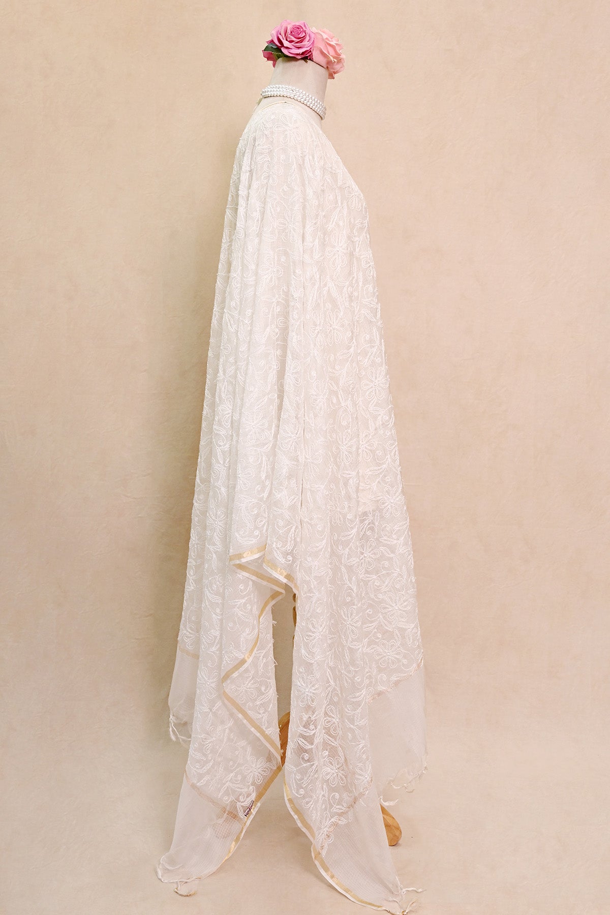 Off White Kota Silk Dupatta