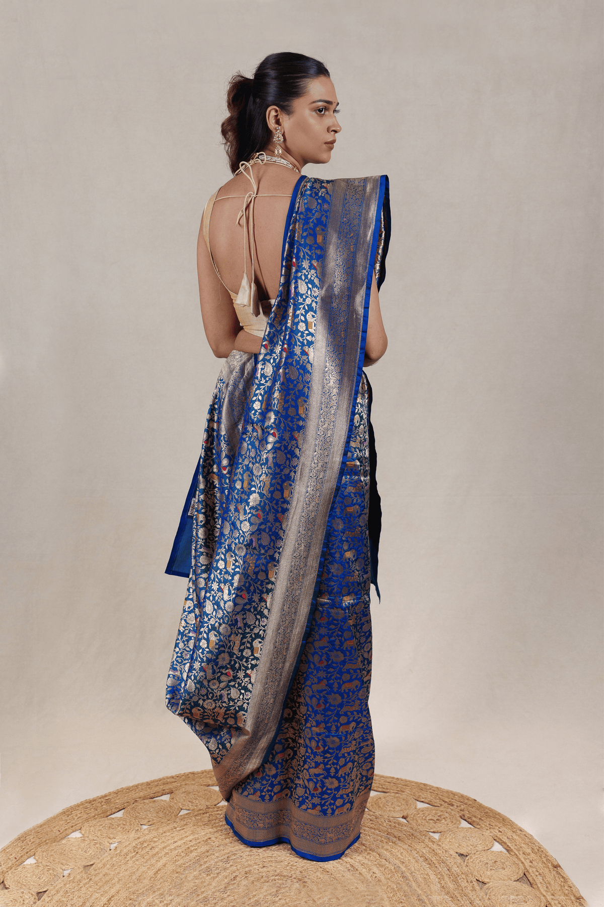 Royal Blue Katan Silk Banarasi Saree