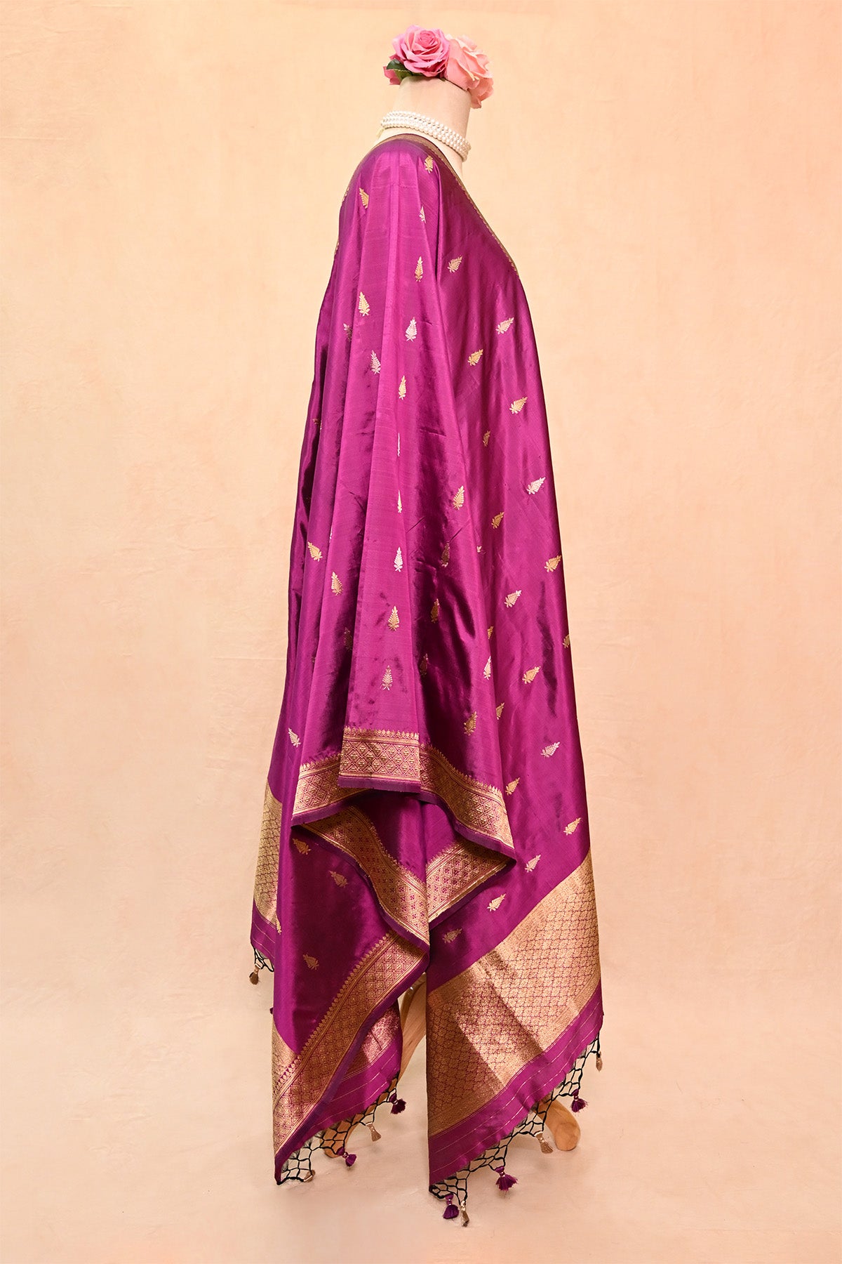 Purple Katan Silk Banarasi Dupatta