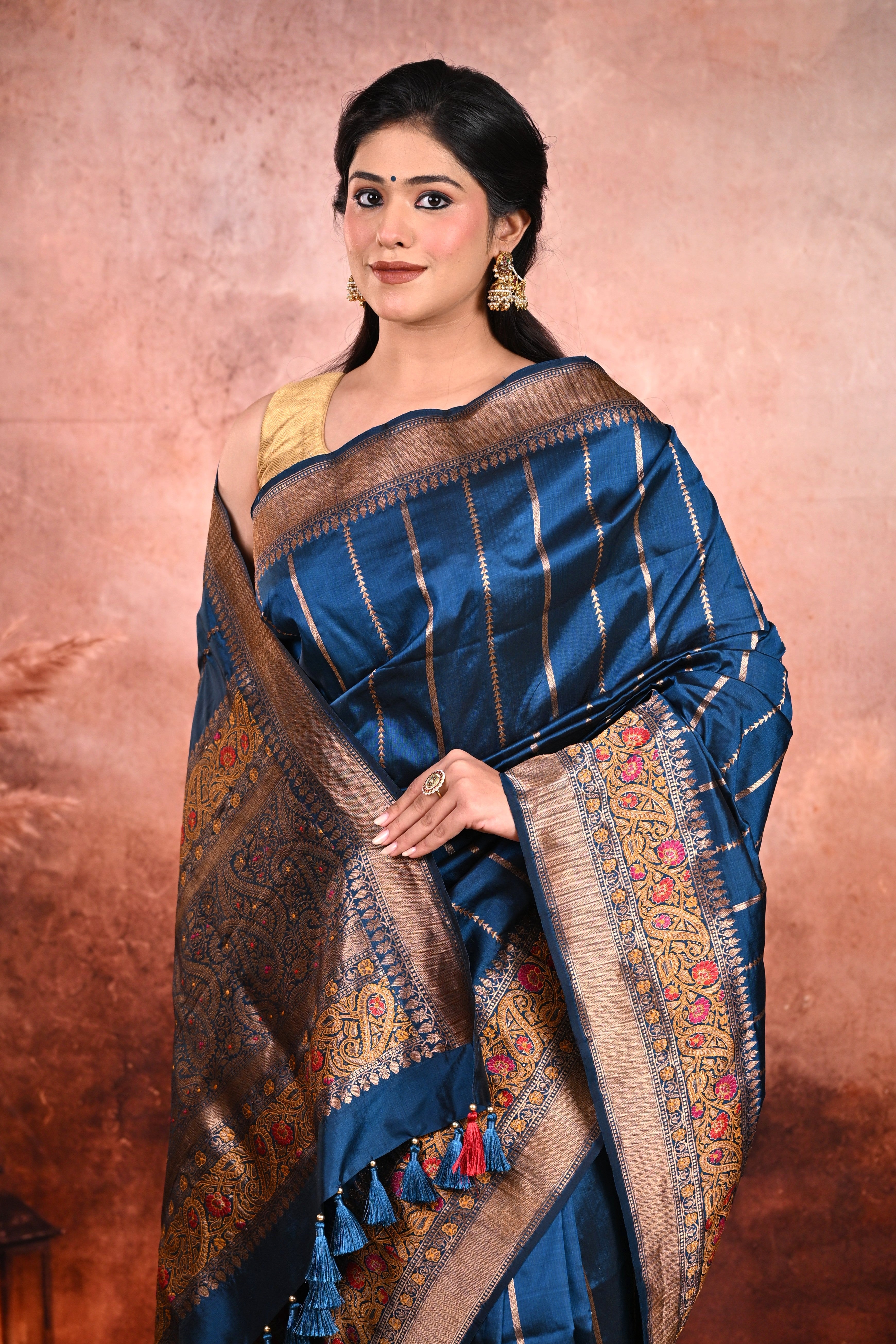 Twilight Indigo Katan Silk Banarasi Saree