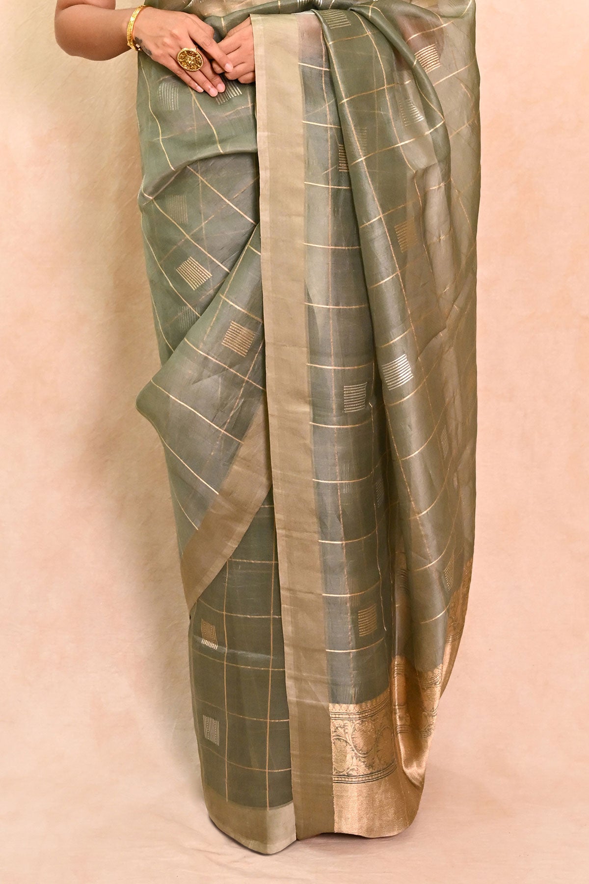 Sage Green Organza Banarasi Saree