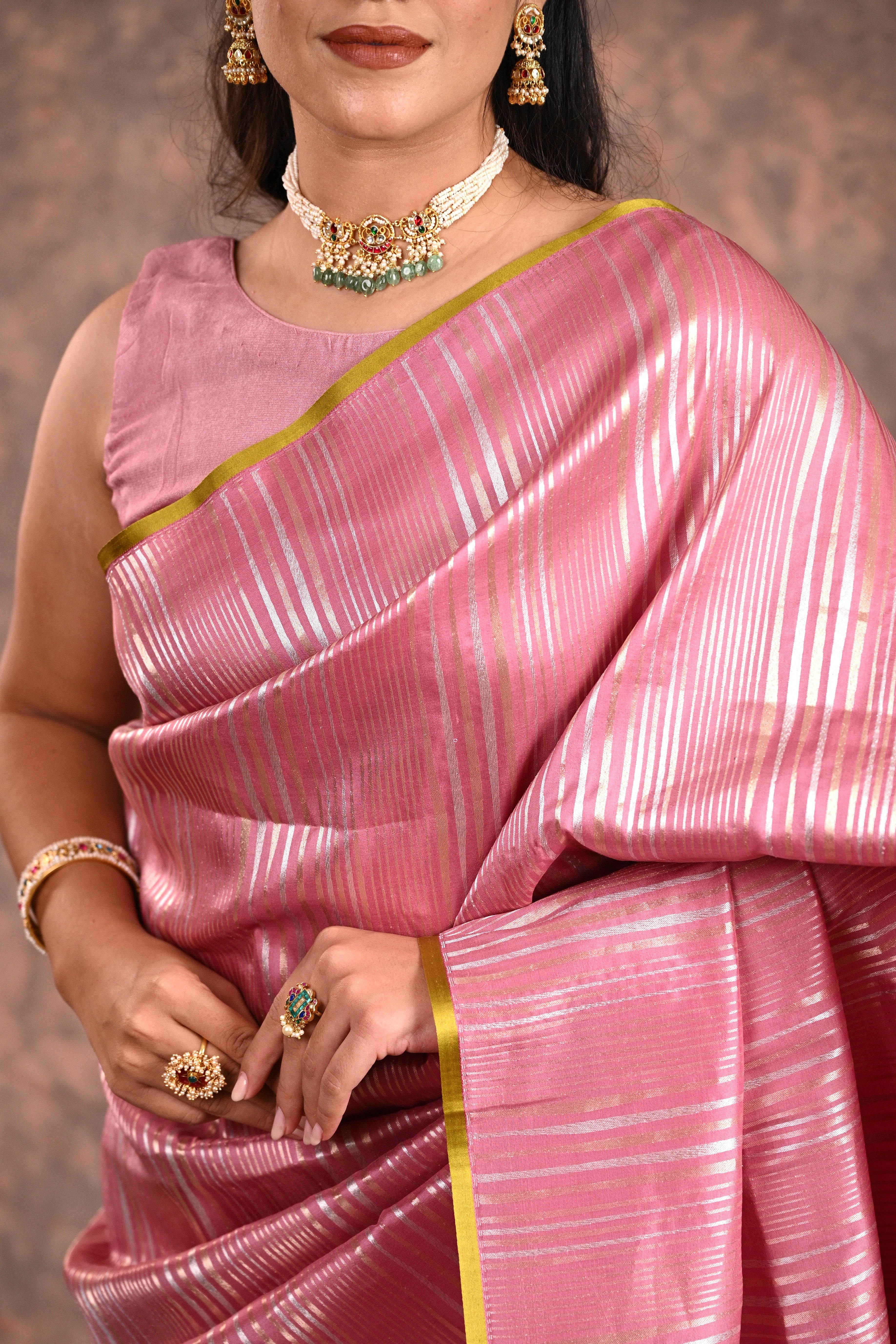 Lavender Pink Katan Silk Banarasi Saree