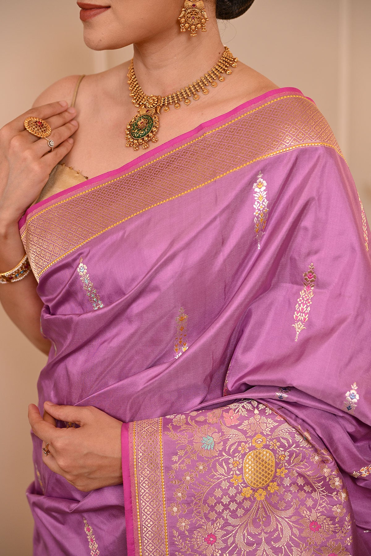 Katan Silk Rupa-Sona Banarasi Saree with Tilfi Weave