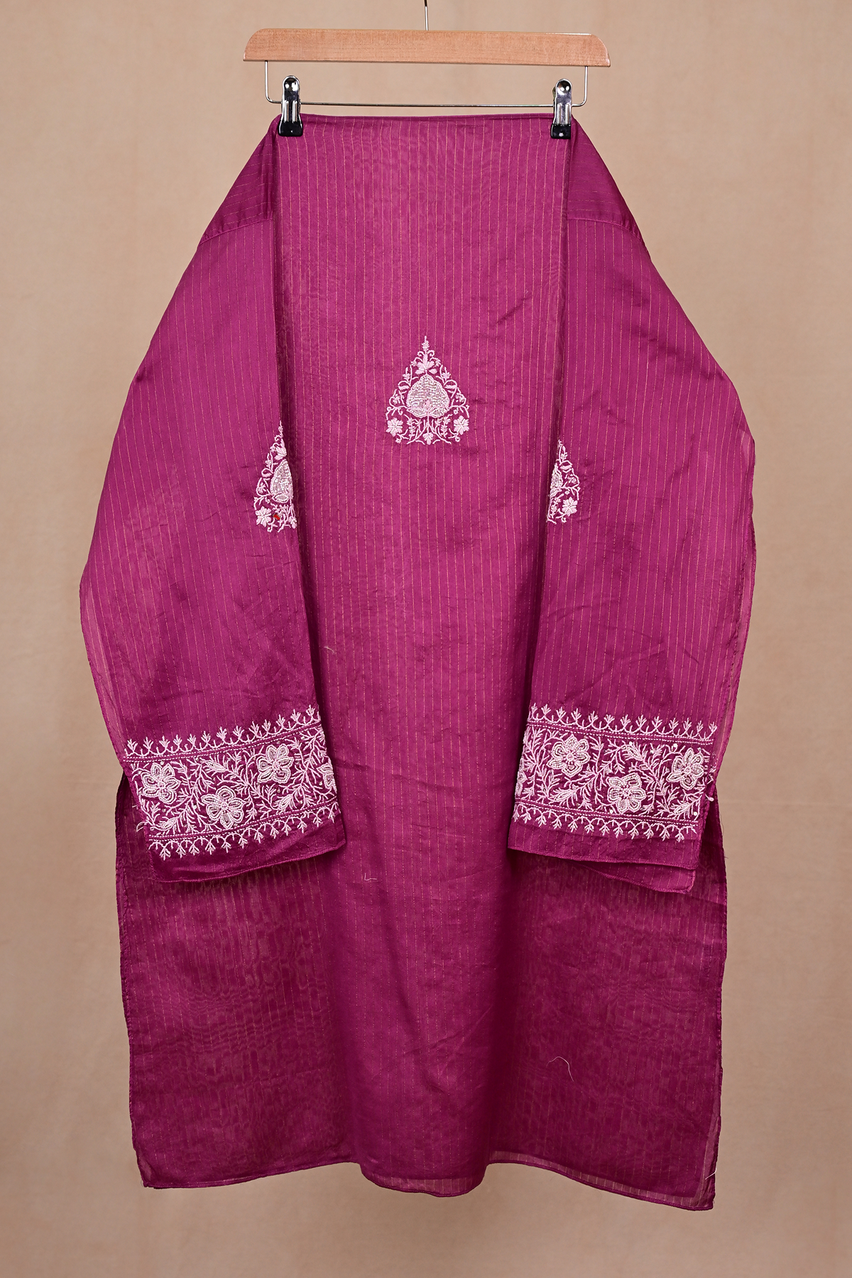 Grape Purple Chanderi Chikankari Co-ord Set