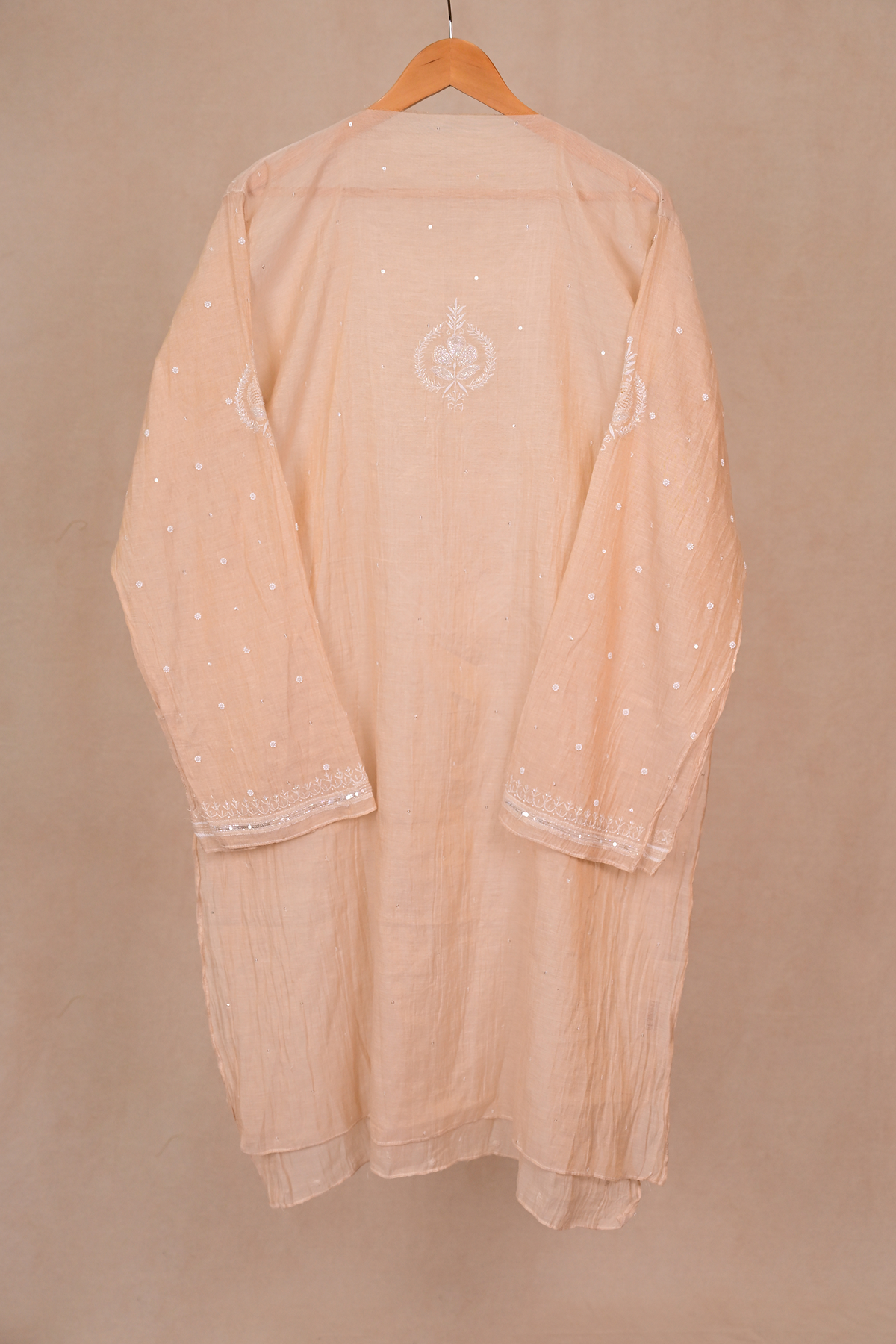 Beige Tissue Chanderi Chikankari Co-ord Set