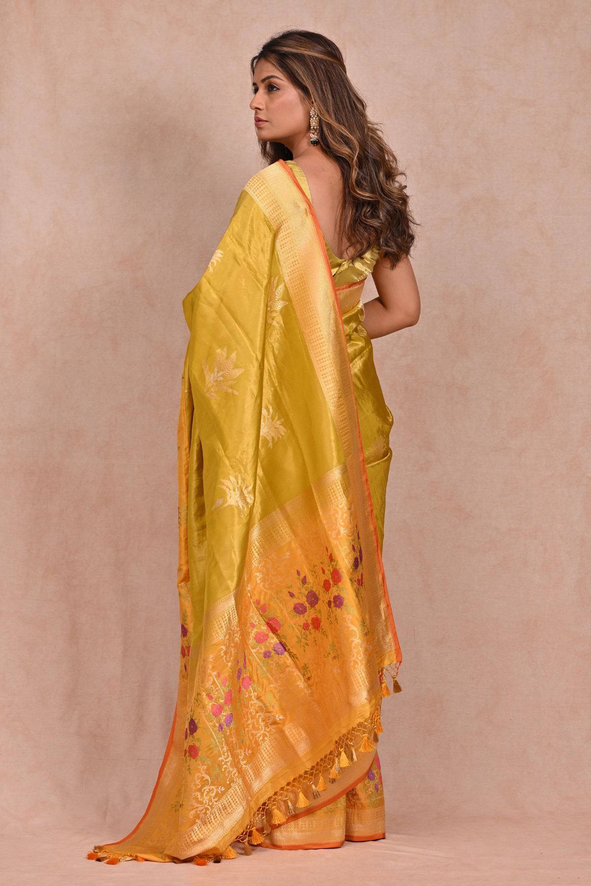 Light Mustard Tissue Silk Banarasi Saree
