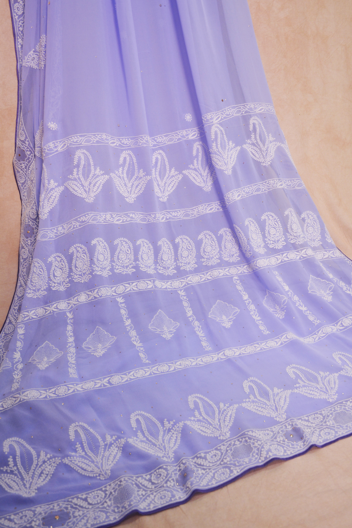 Light Purple Georgette Chikankari saree