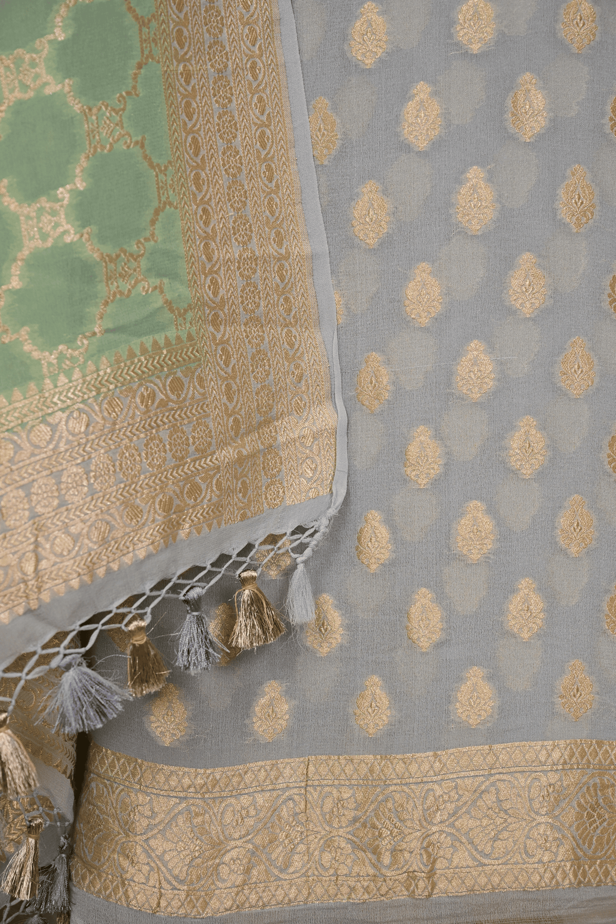 Sea Blue Banarasi Khaddi Georgette Suit