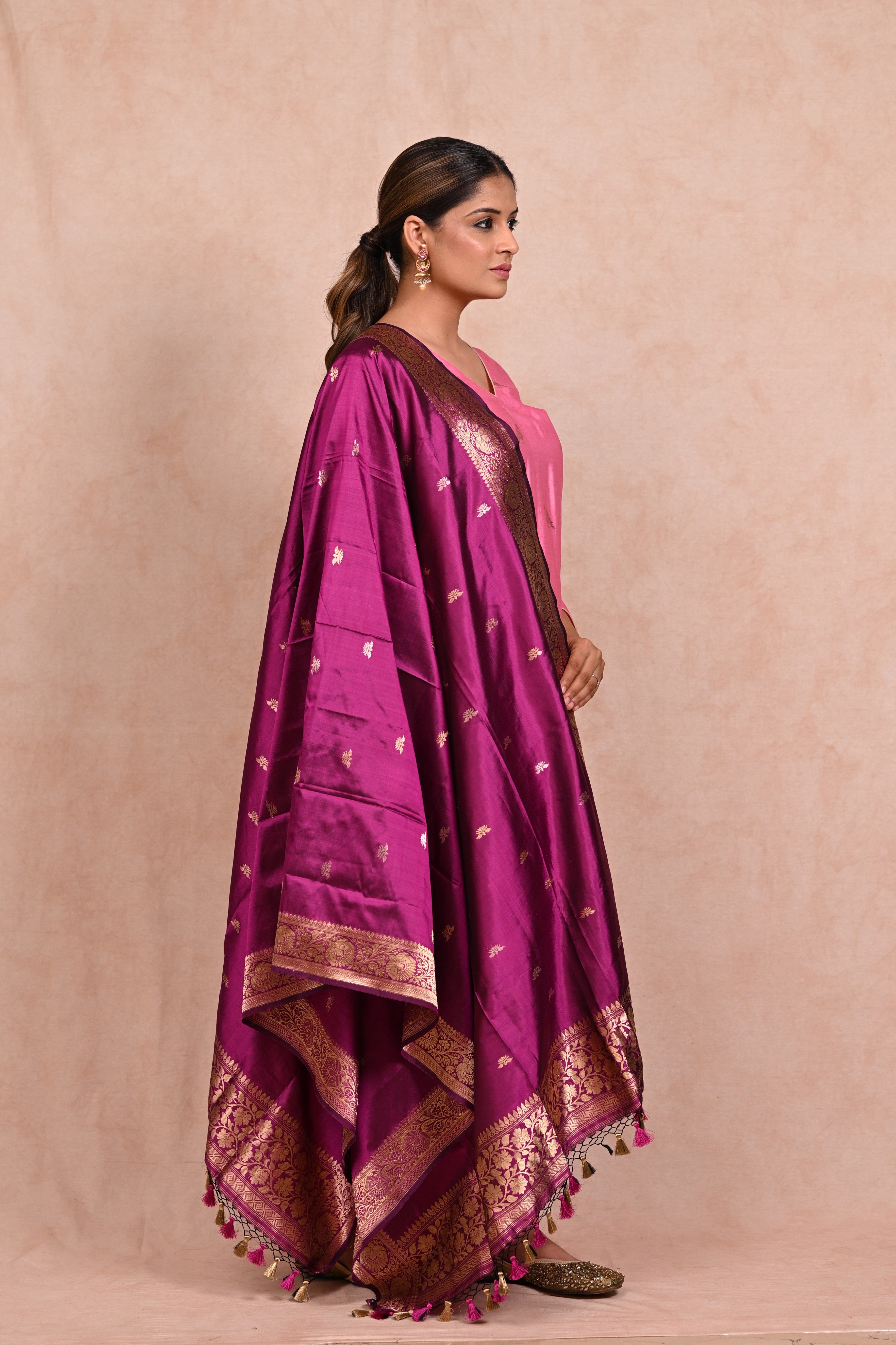 Blossom Pink Chiniya Silk Banarasi Suit