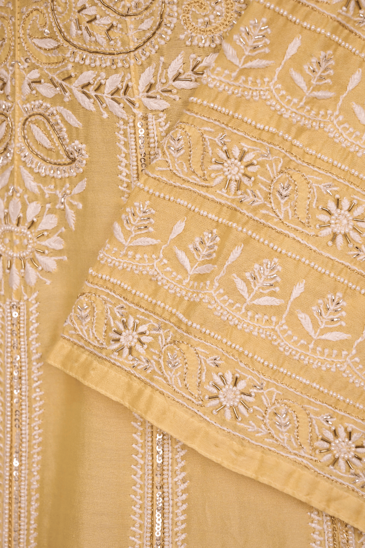 Butter Yellow Chanderi Silk Chikankari Anarkali