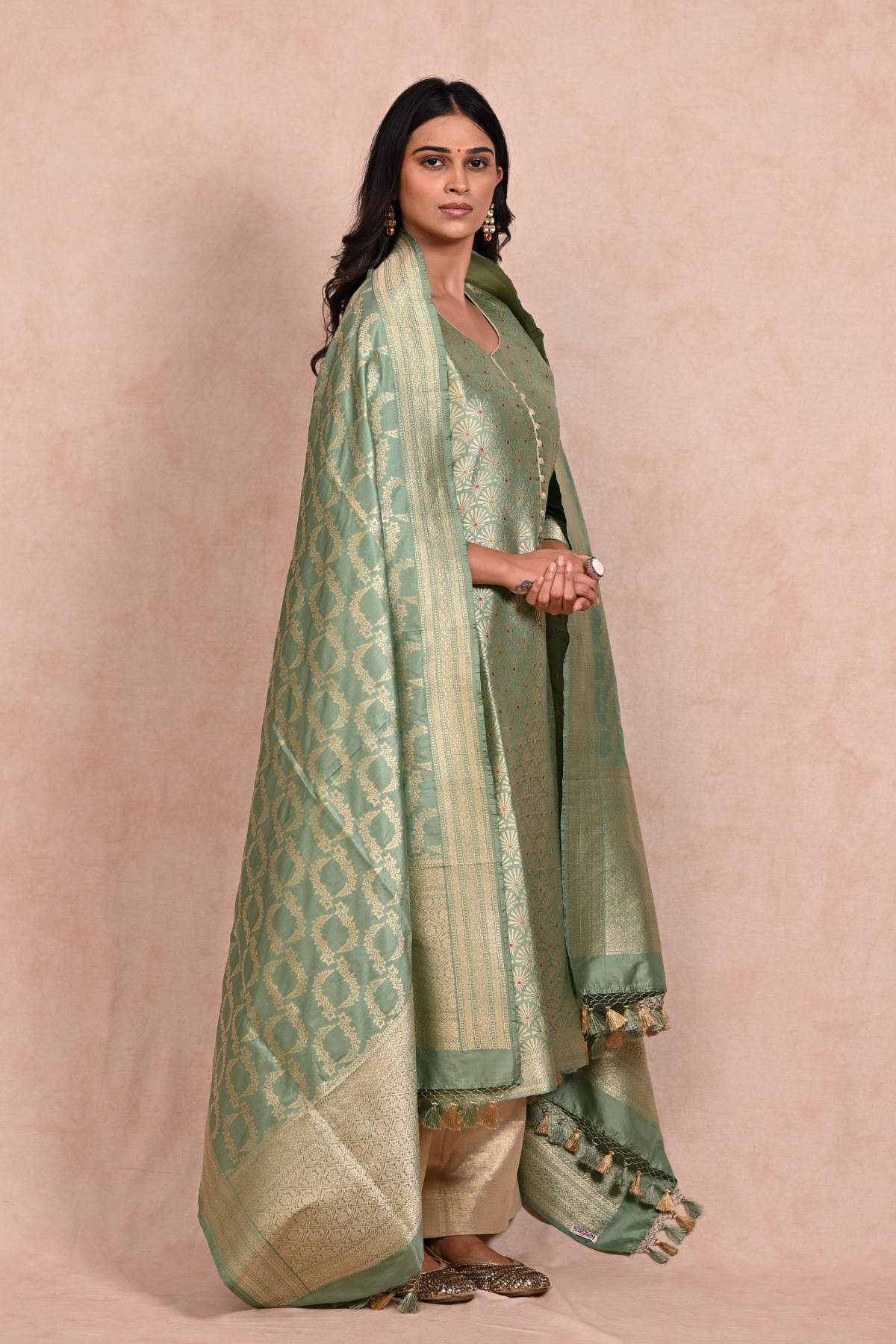 Sea Green Banarasi Brocade Suit