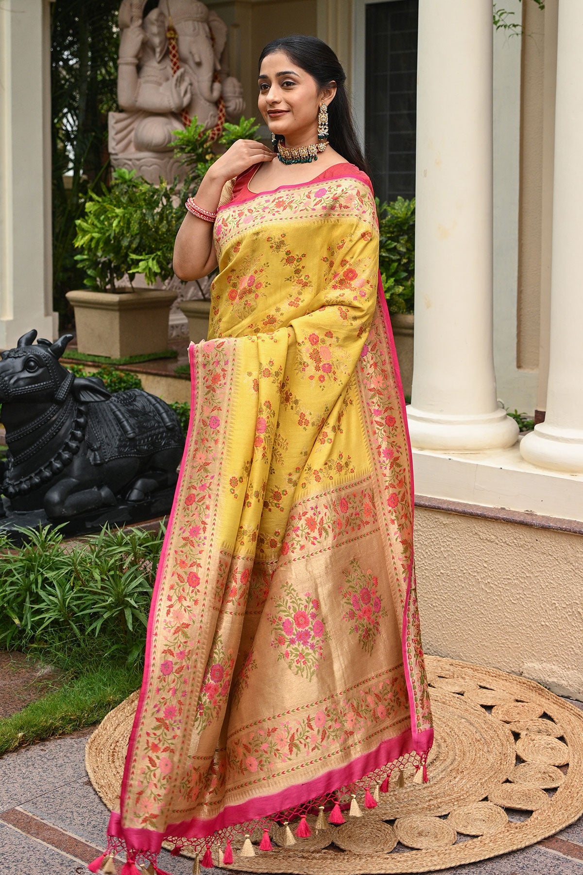 Tussar Georgette Jamdani Banarasi Saree